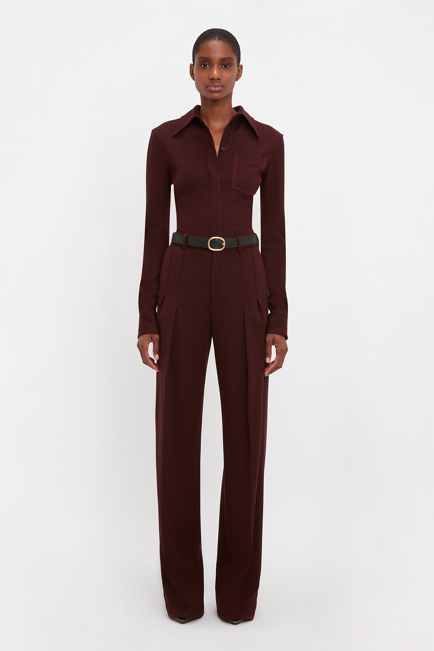 Front Pleat Trousers In Rosewood