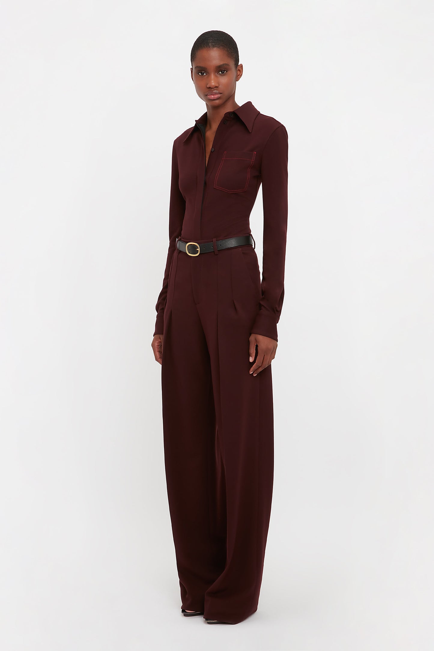 Front Pleat Trousers In Rosewood