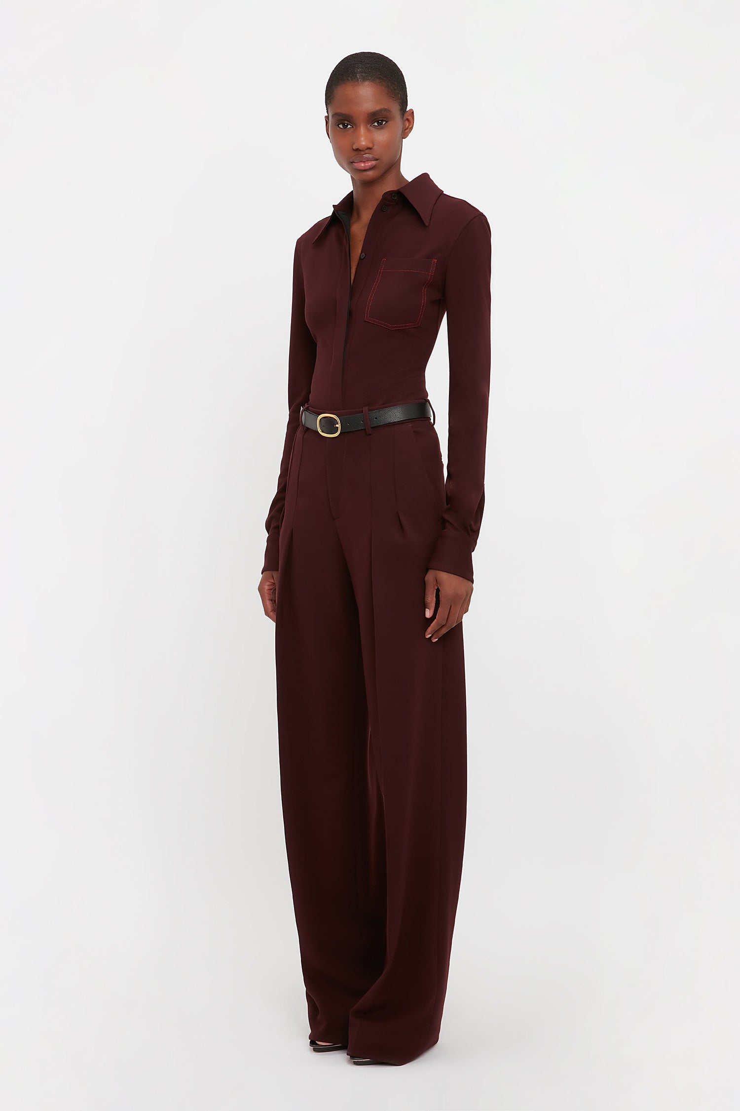 Front Pleat Trousers In Rosewood