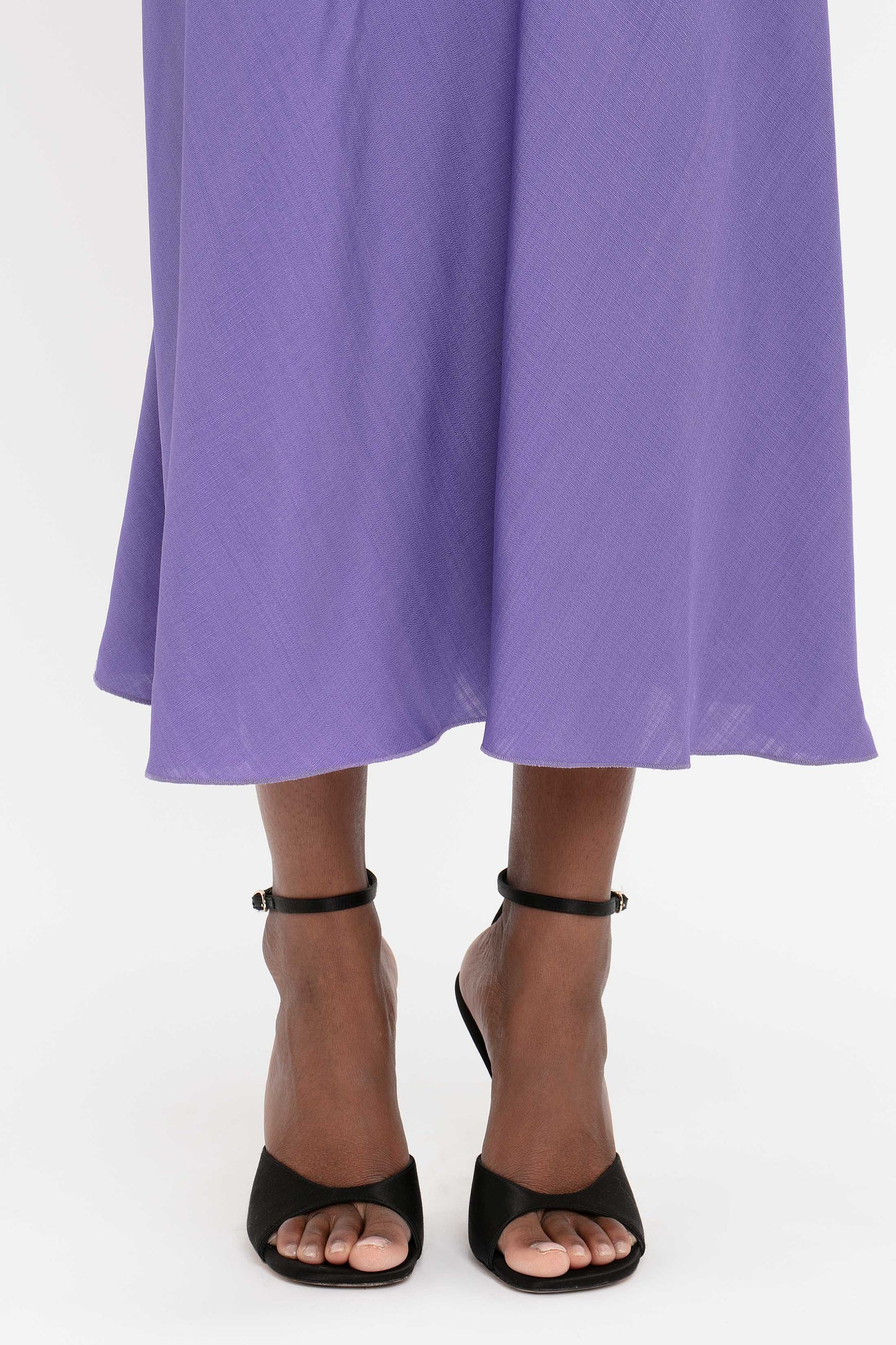 Gathered Waist Midi Dress In Violet