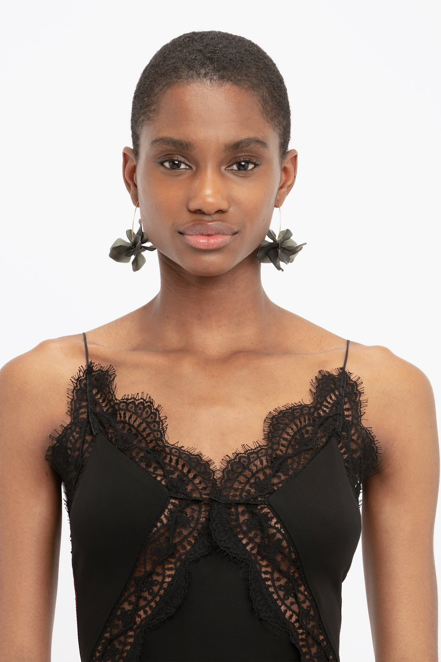 Lace Insert Cami Floorlength Dress In Ivory