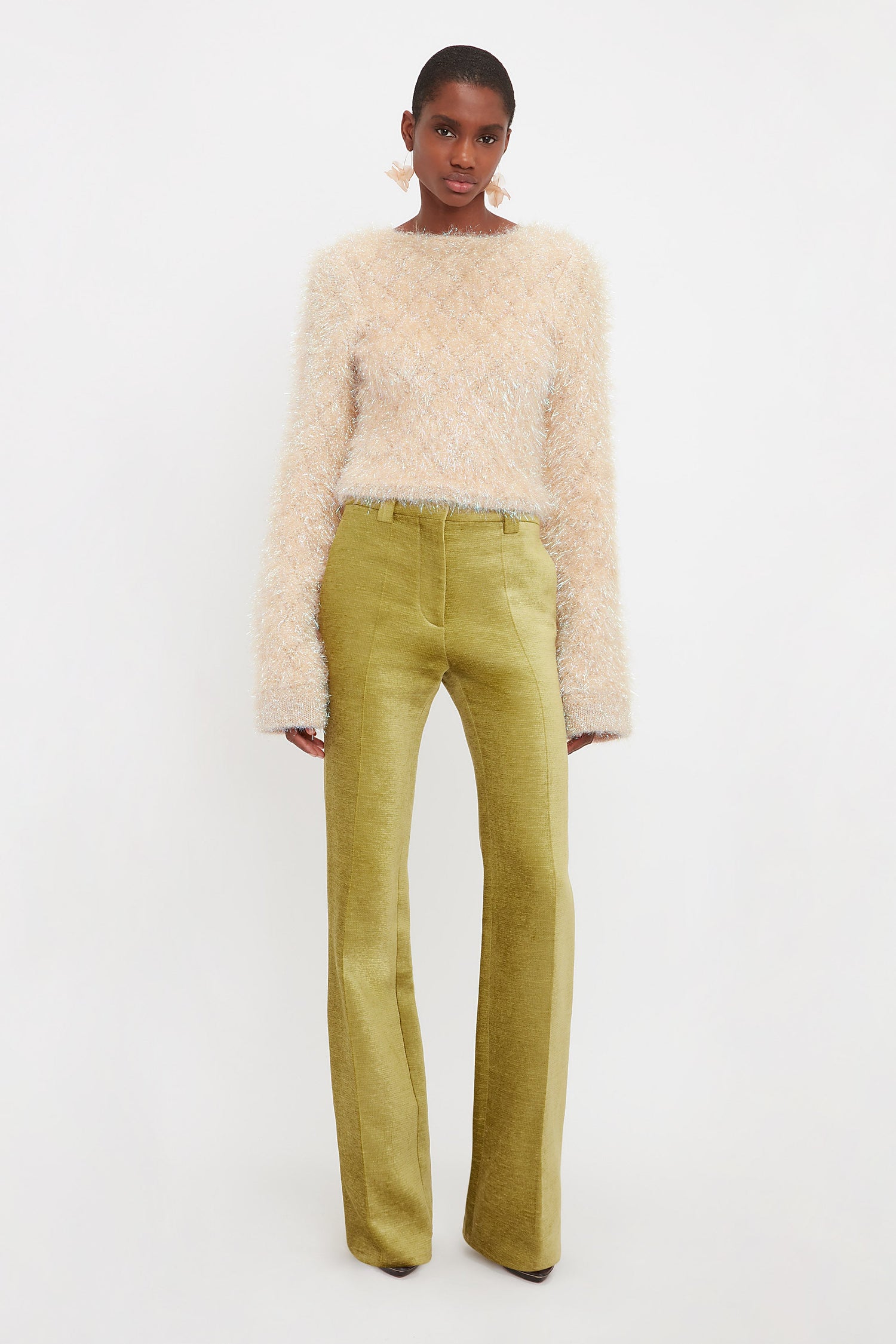 Tailored Straight Leg Trouser In Moss Green