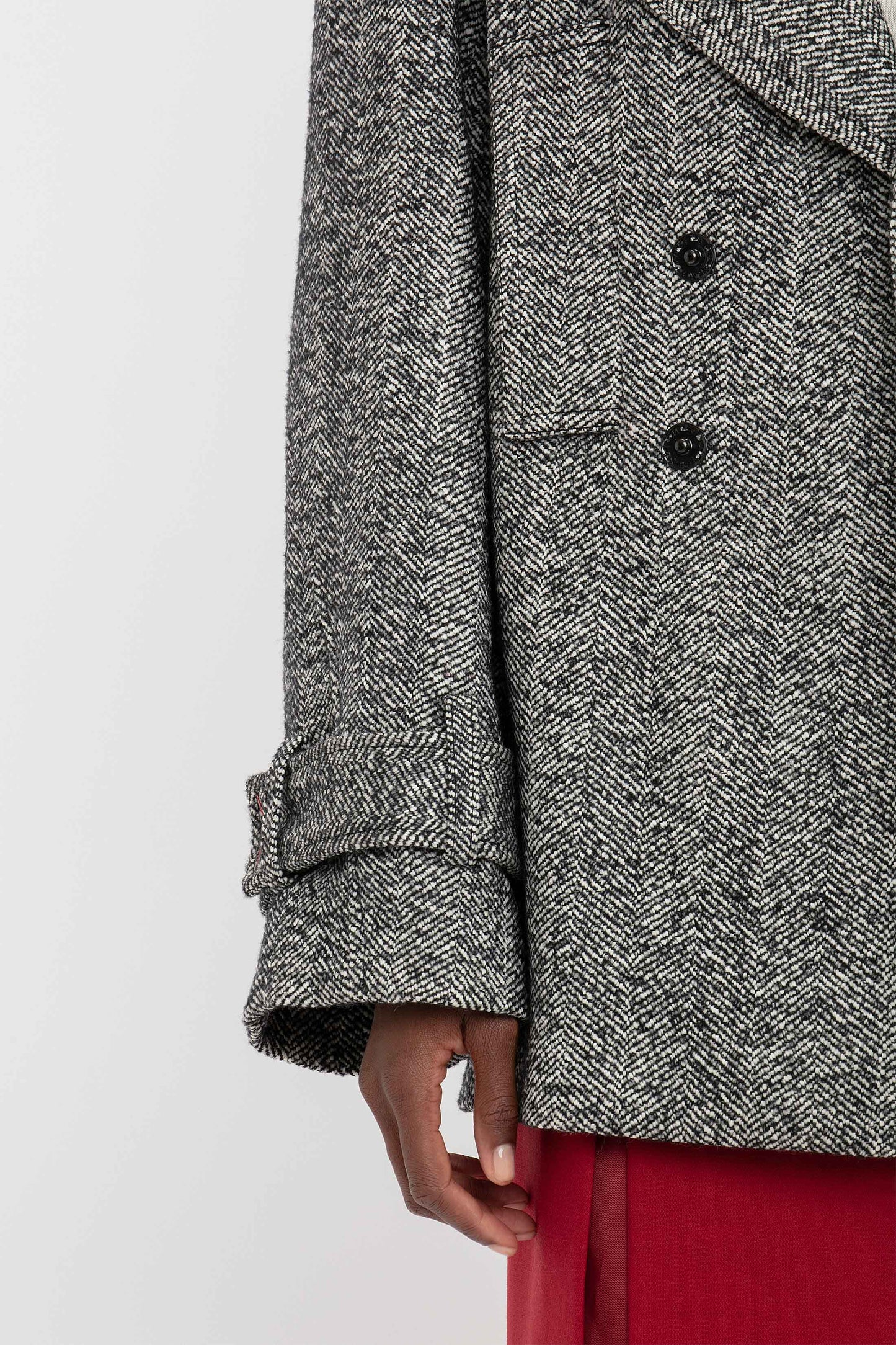 Oversized Pea Coat In Monochrome