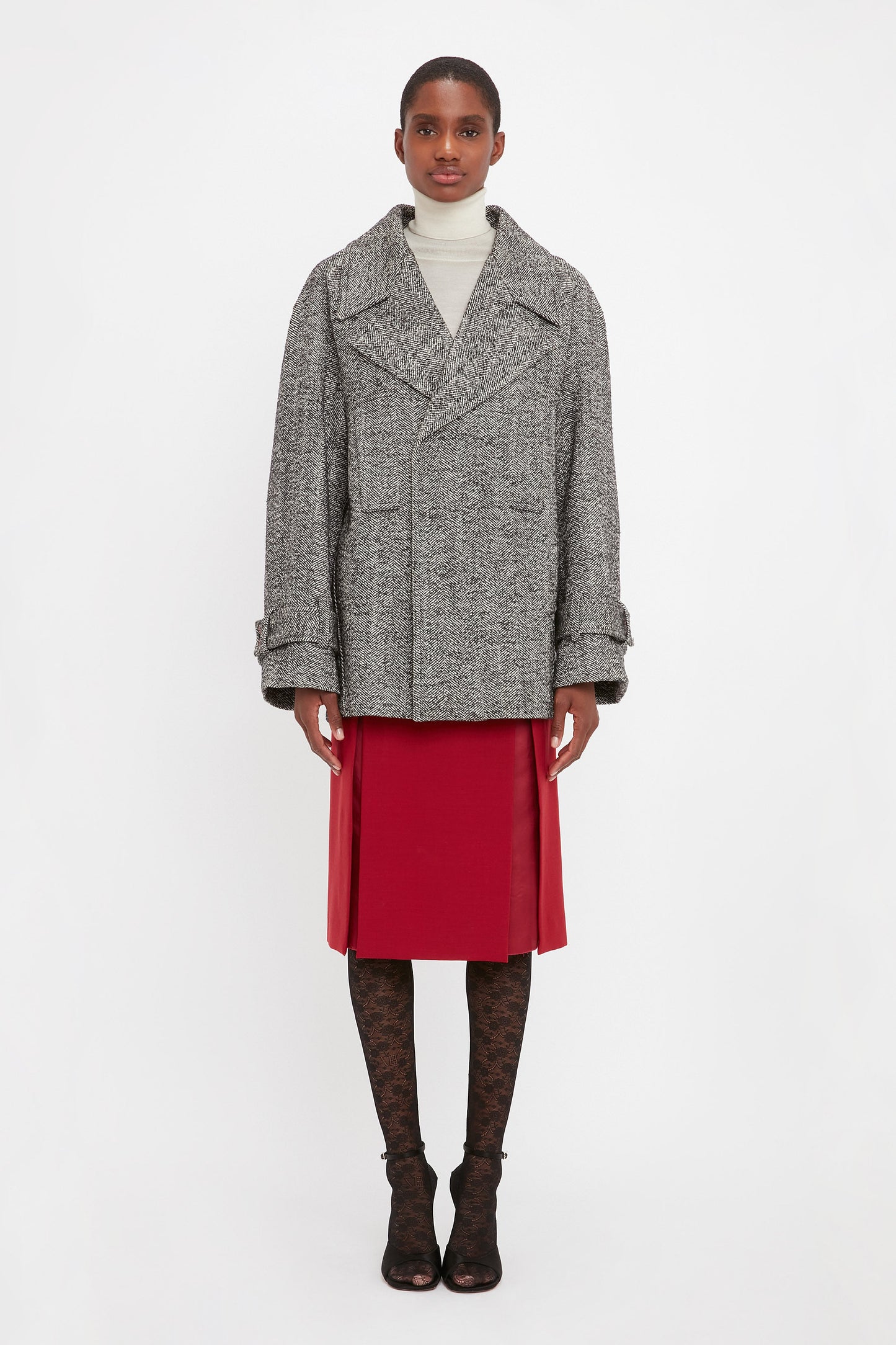 Oversized Pea Coat In Monochrome