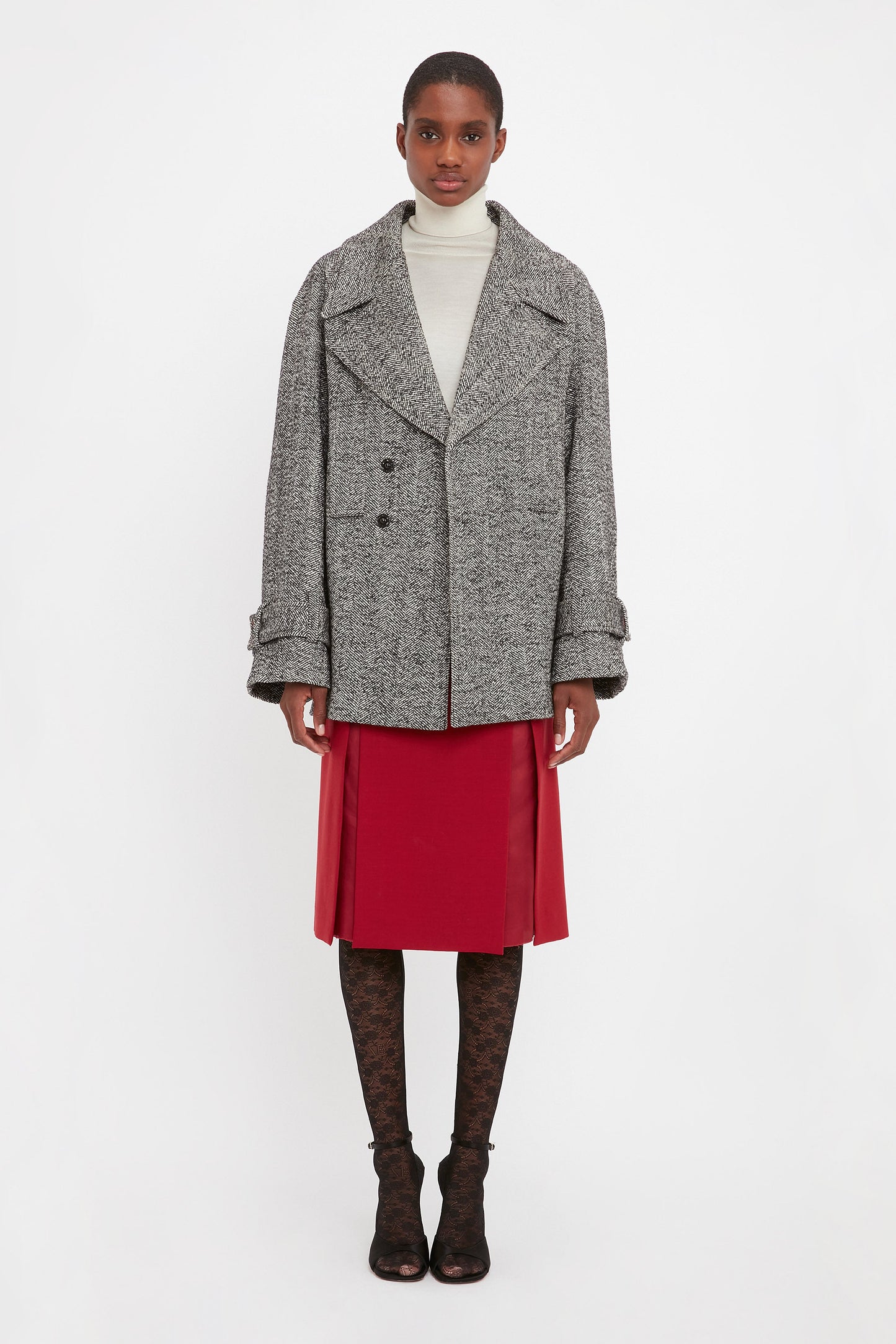 Oversized Pea Coat In Monochrome