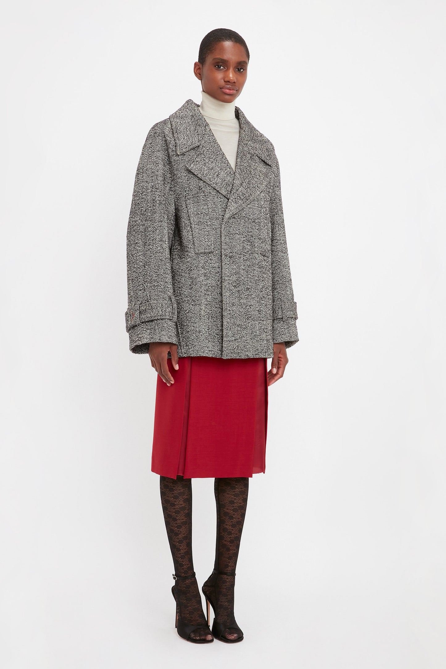 Oversized Pea Coat In Monochrome