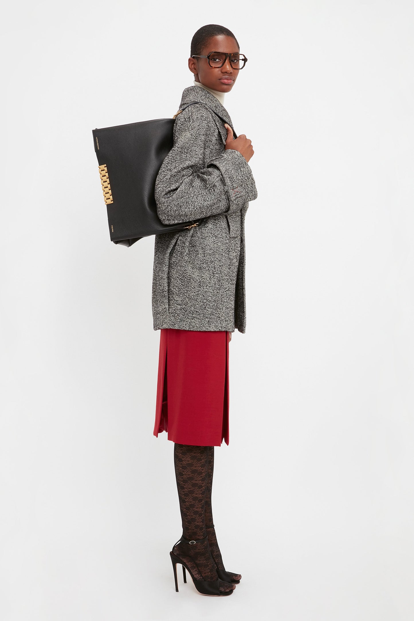 Oversized Pea Coat In Monochrome