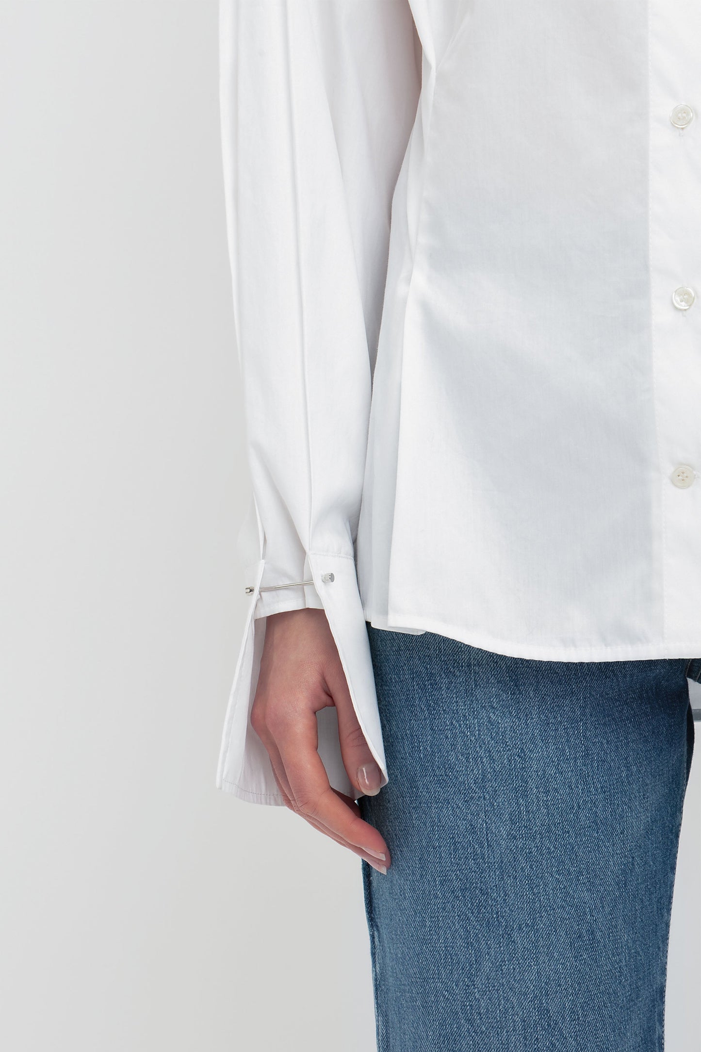 Pleat Detail Shirt In White