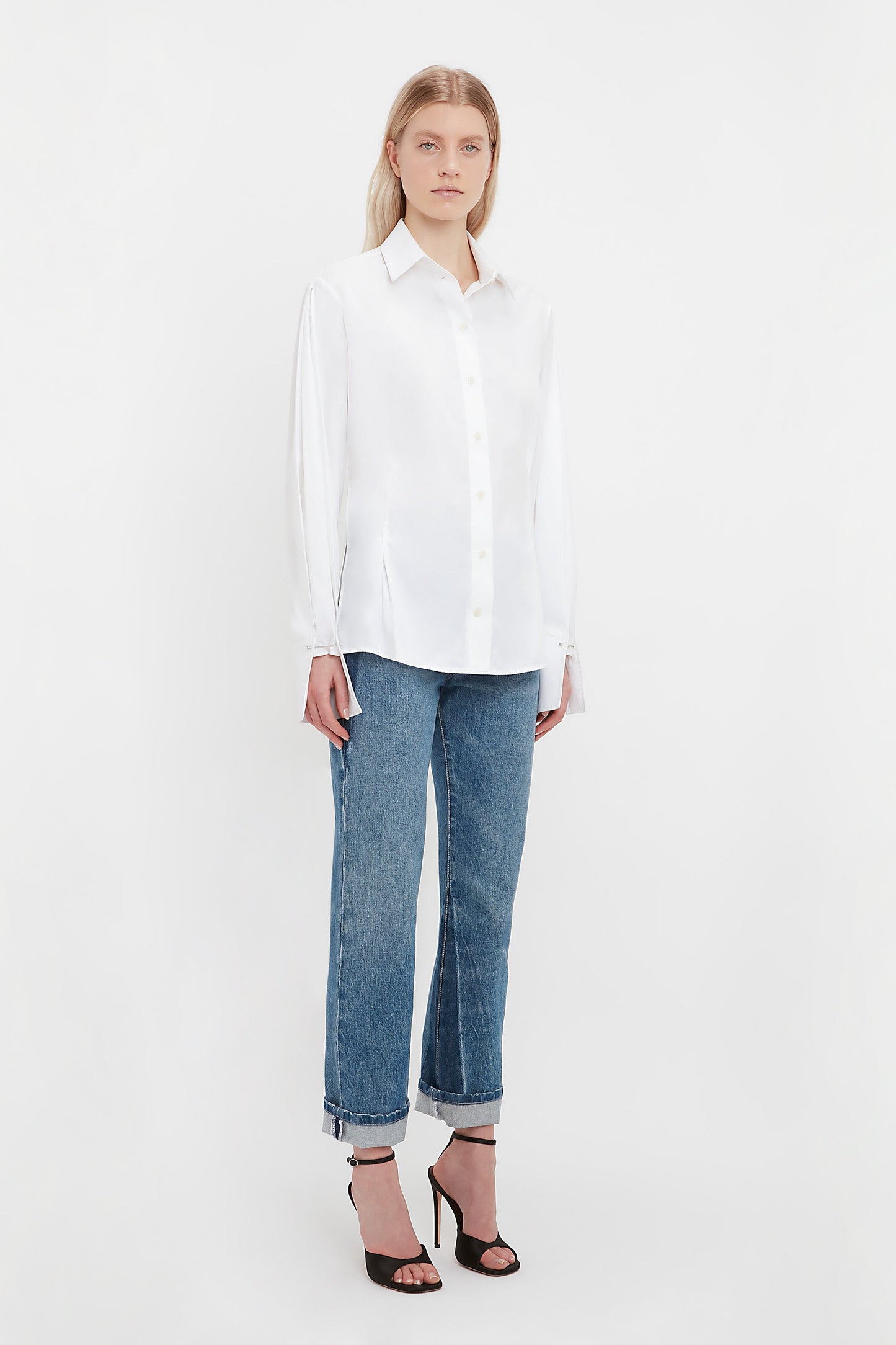 Pleat Detail Shirt In White