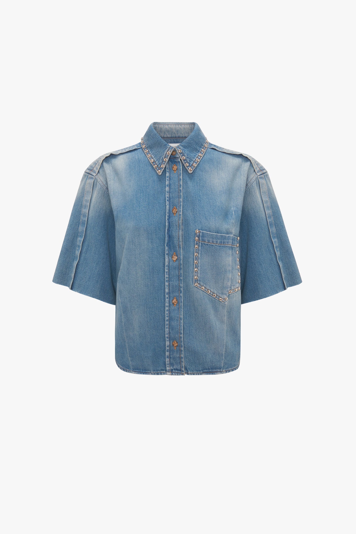 Stud Pocket Detail Shirt In Vintage Wash