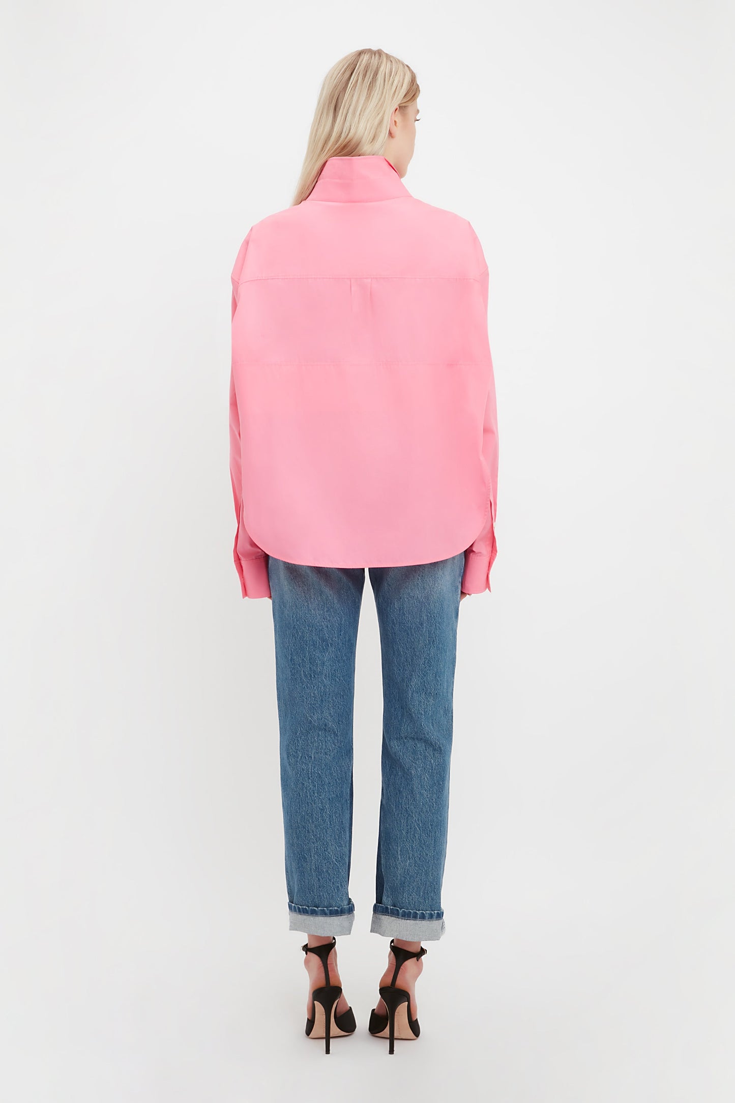Tuck Detail Cropped Men's Shirt In Flamingo Pink