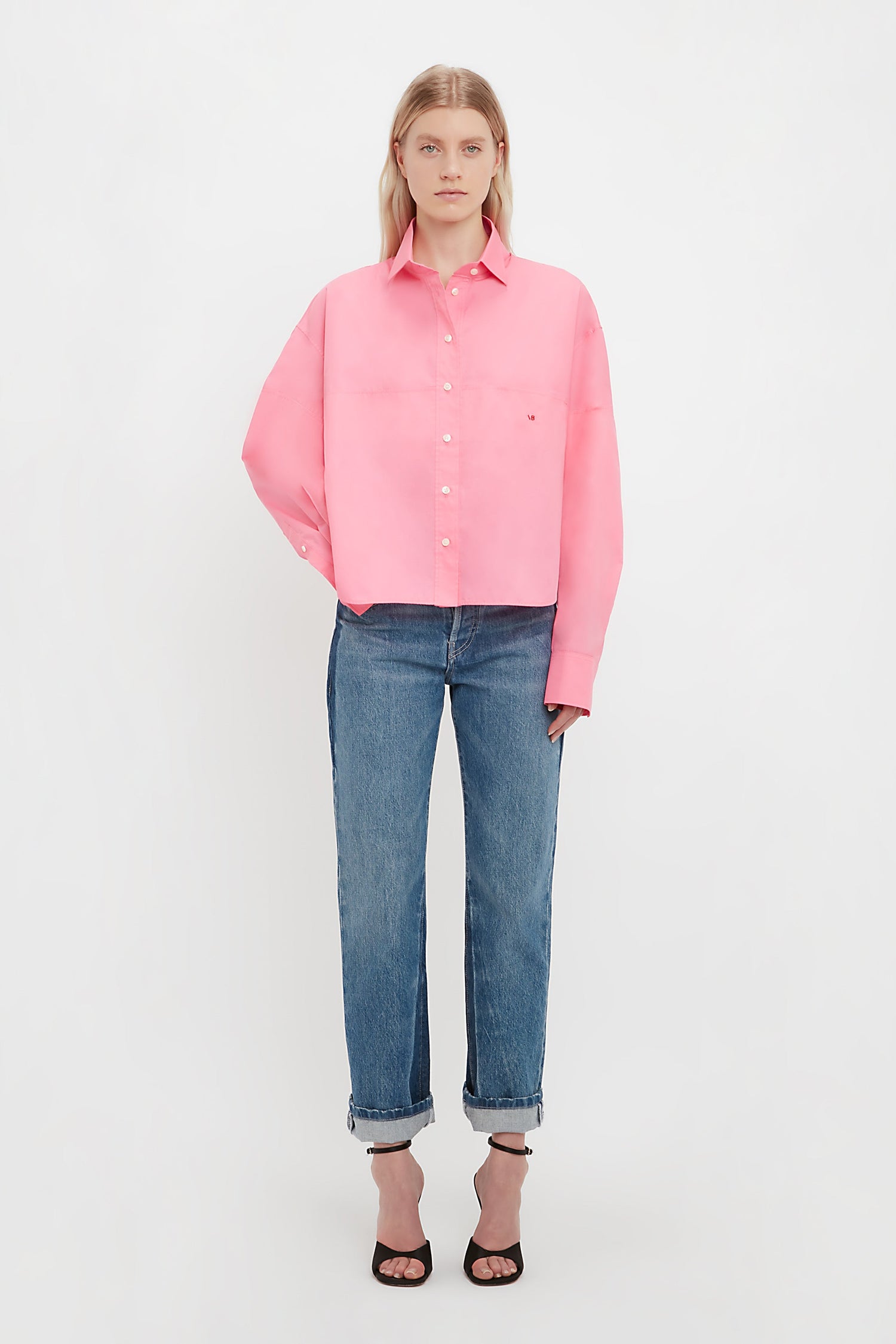 Tuck Detail Cropped Men's Shirt In Flamingo Pink