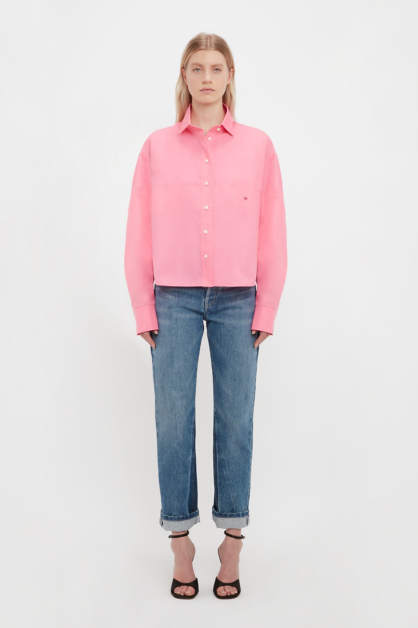 Tuck Detail Cropped Men's Shirt In Flamingo Pink