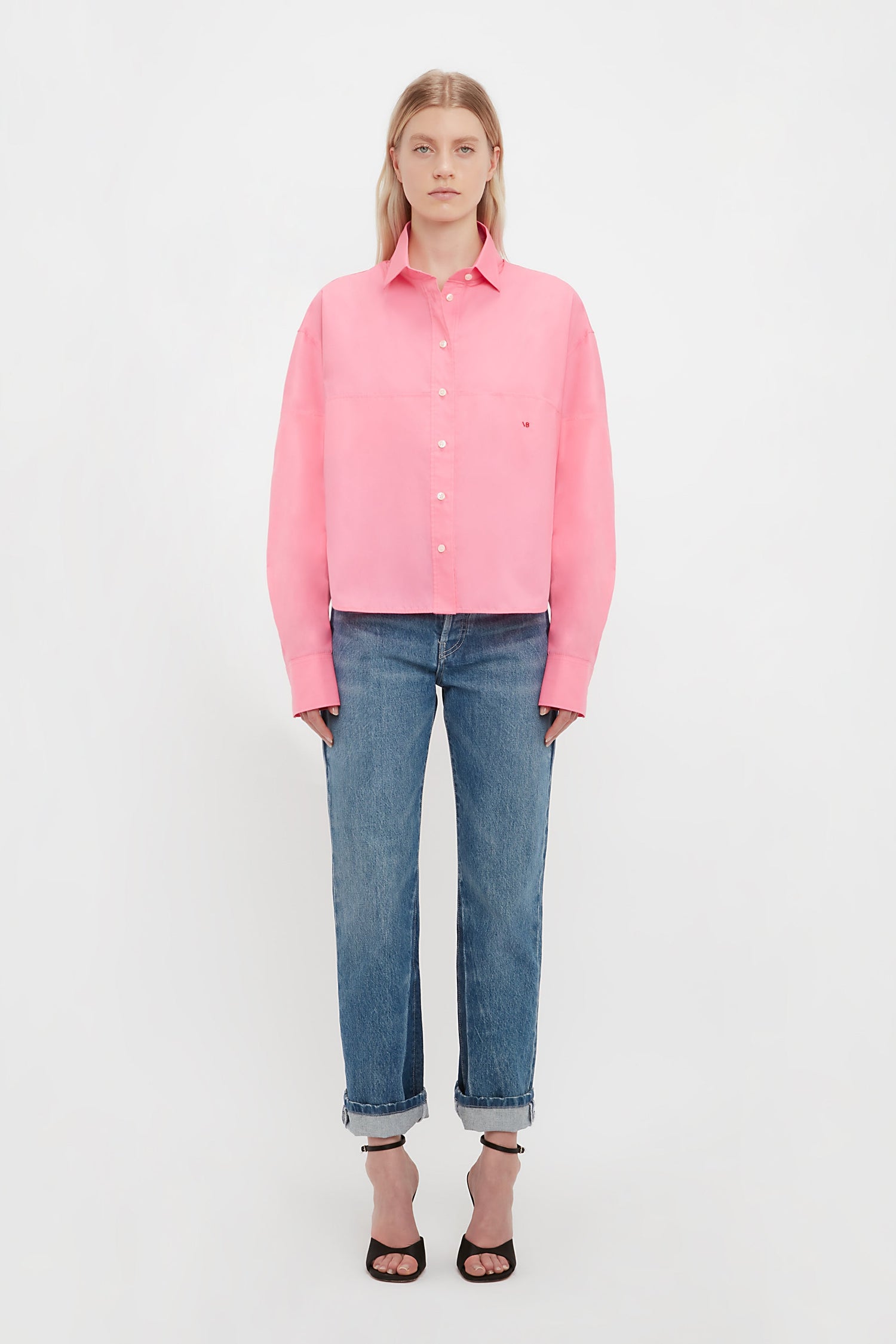 Tuck Detail Cropped Men's Shirt In Flamingo Pink