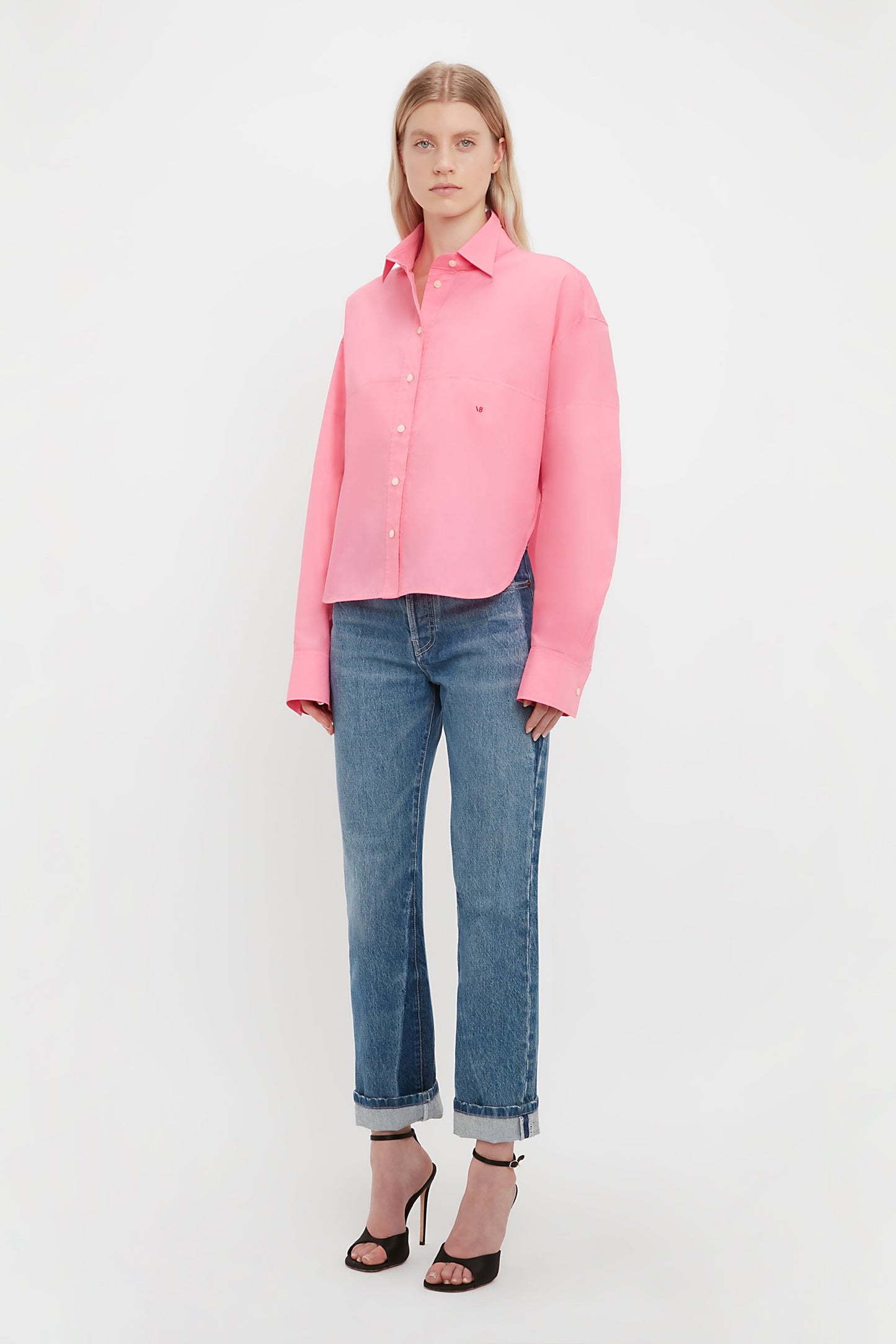 Tuck Detail Cropped Men's Shirt In Flamingo Pink
