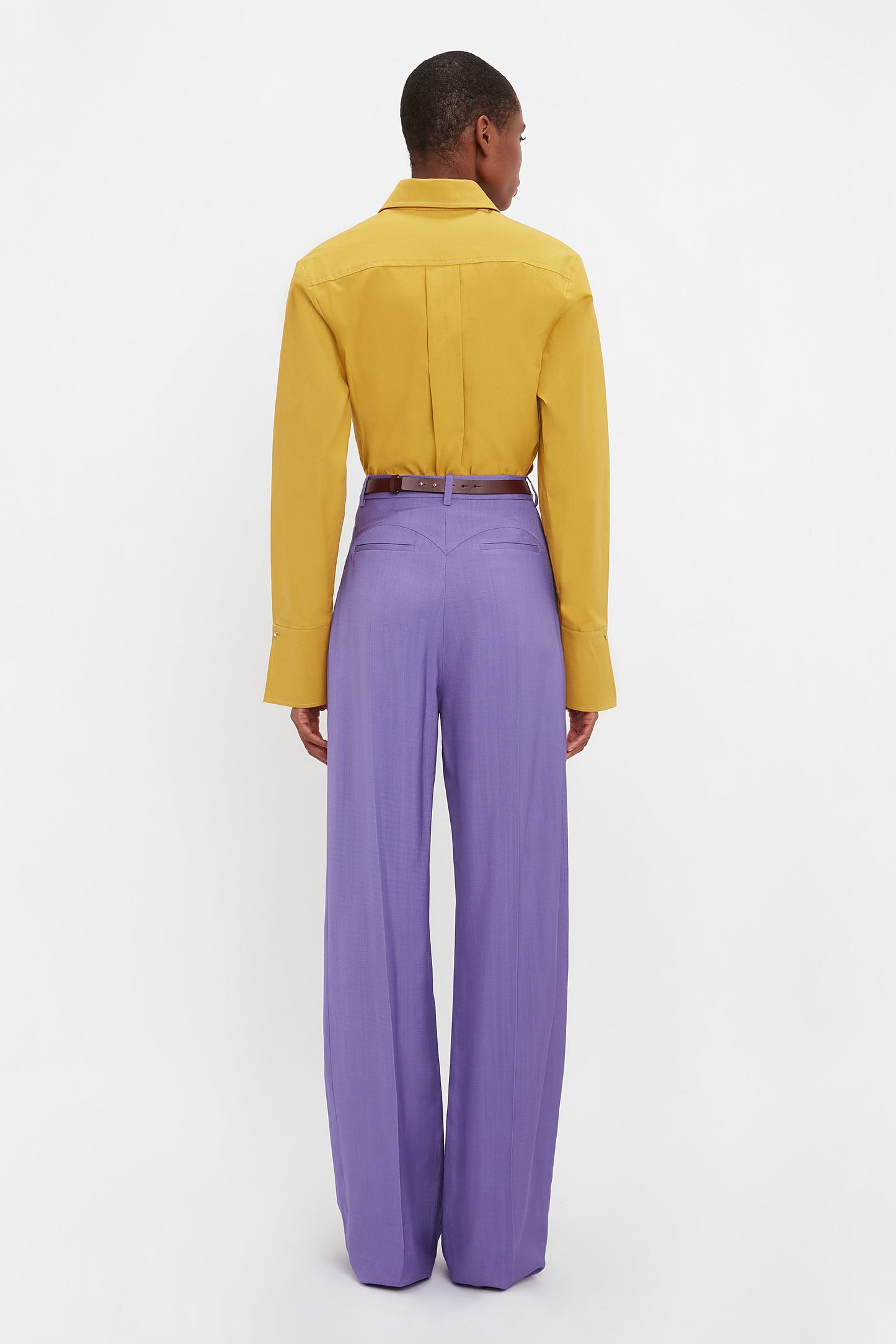 Pleat Detail Shirt In Yellow Ochre