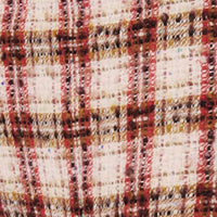 Box Pleat Midi Skirt in Red Check Tweed