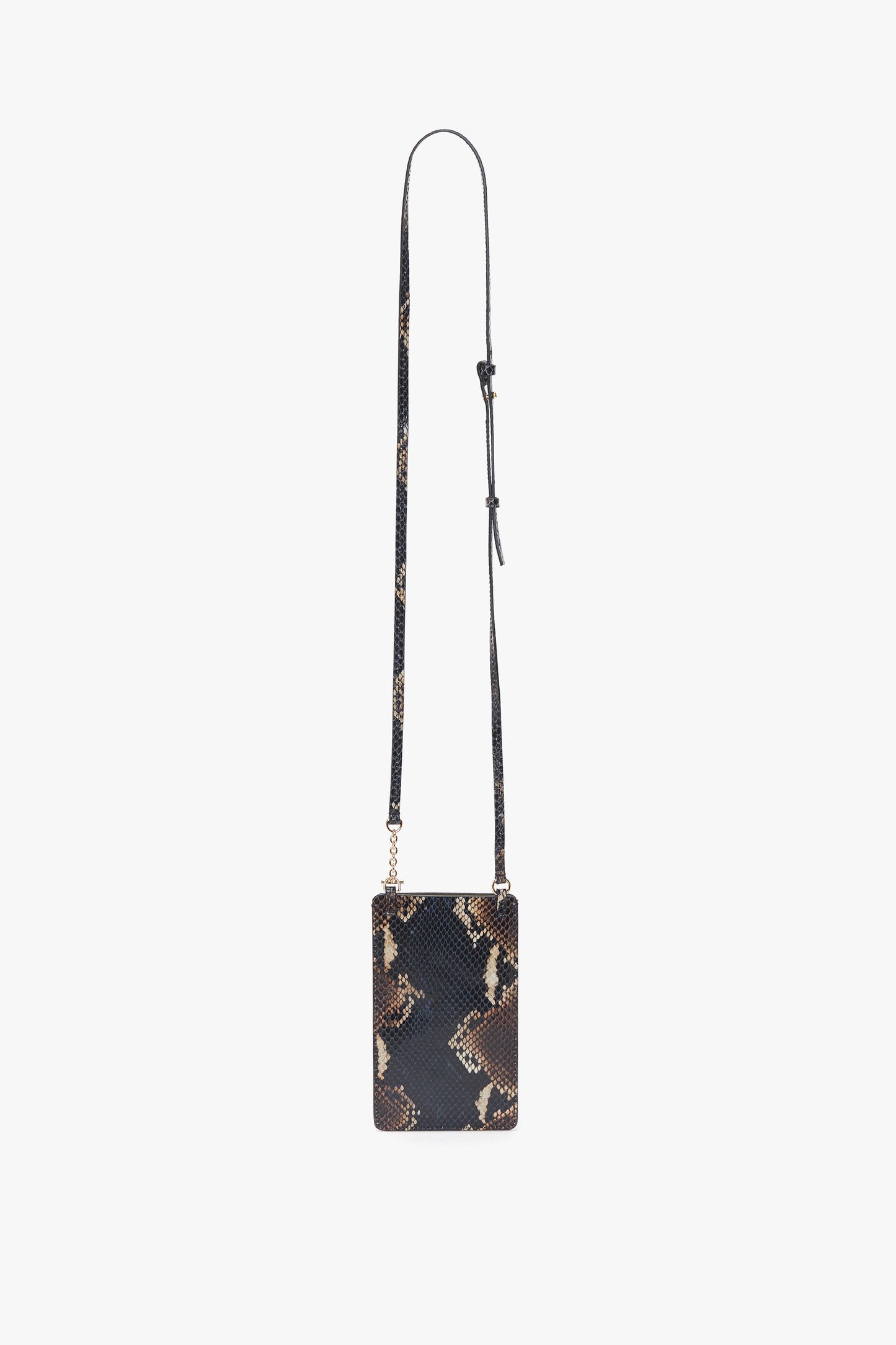 Iphone Pouch In Navy-Brown Leather