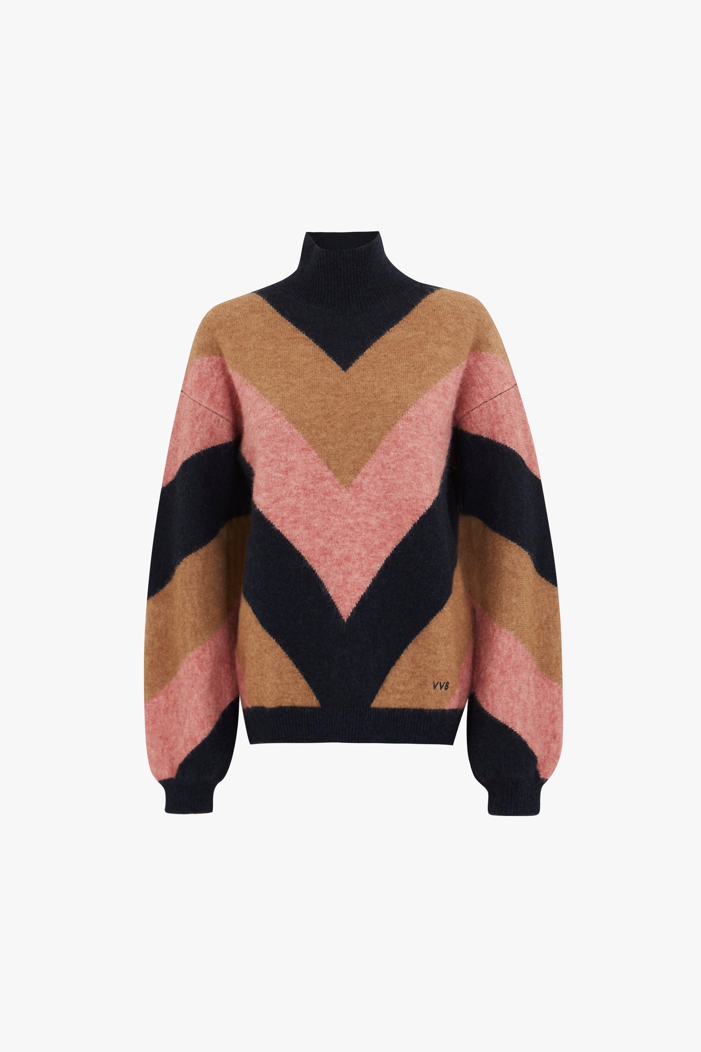 Oversized Mock-neck Jumper in Multicolour