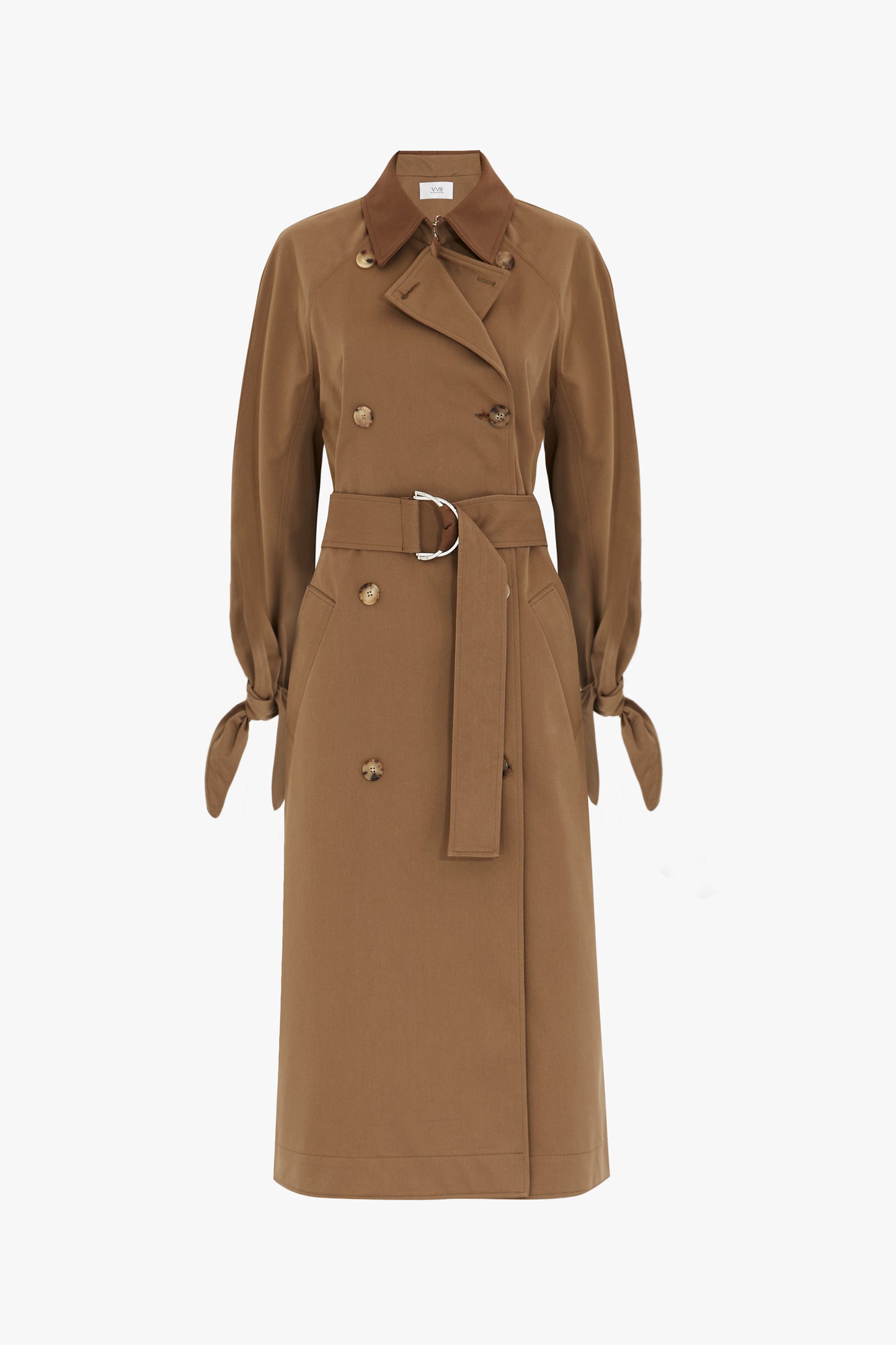 Tie-sleeve Trench Coat in Fawn Brown