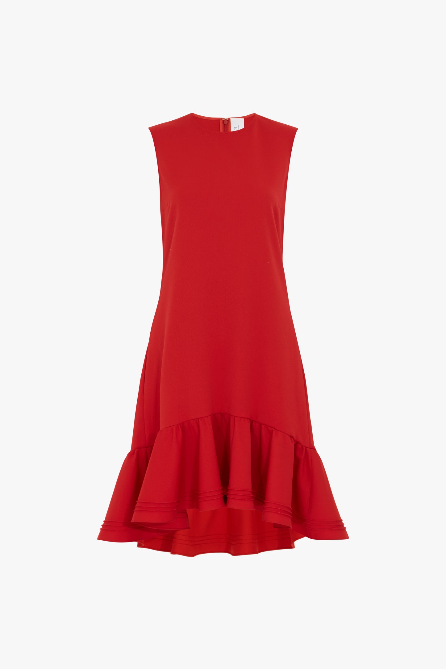 Pin Tuck Flounce Hem Dress in Red