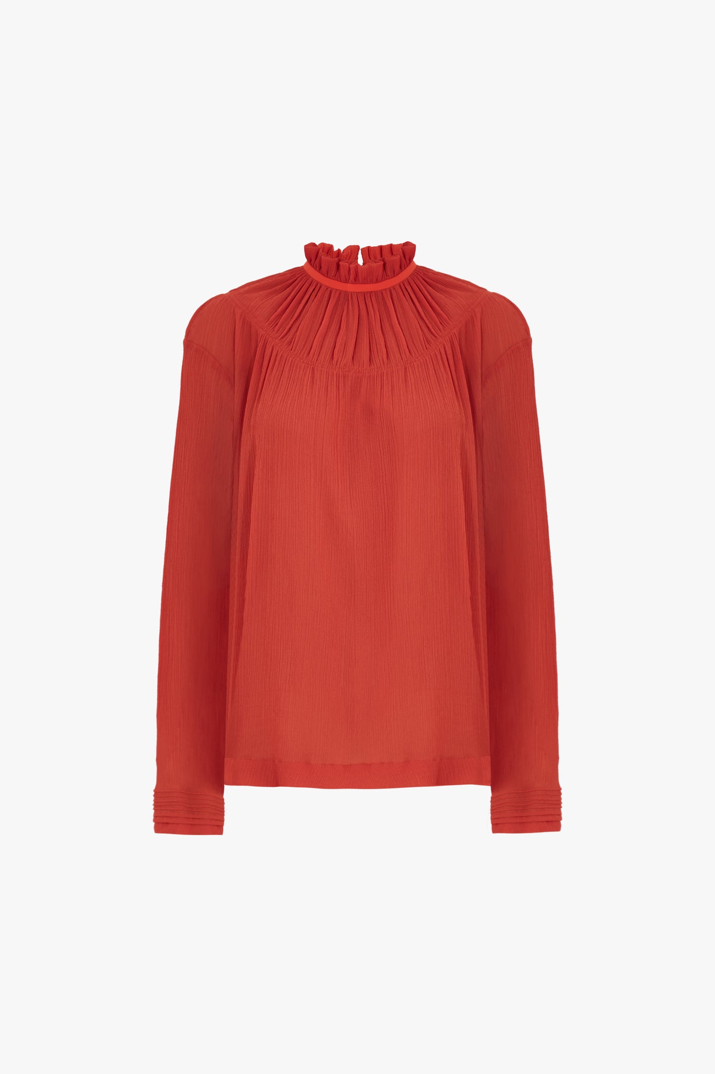 Pin Tuck Detail Top in Sunset Orange