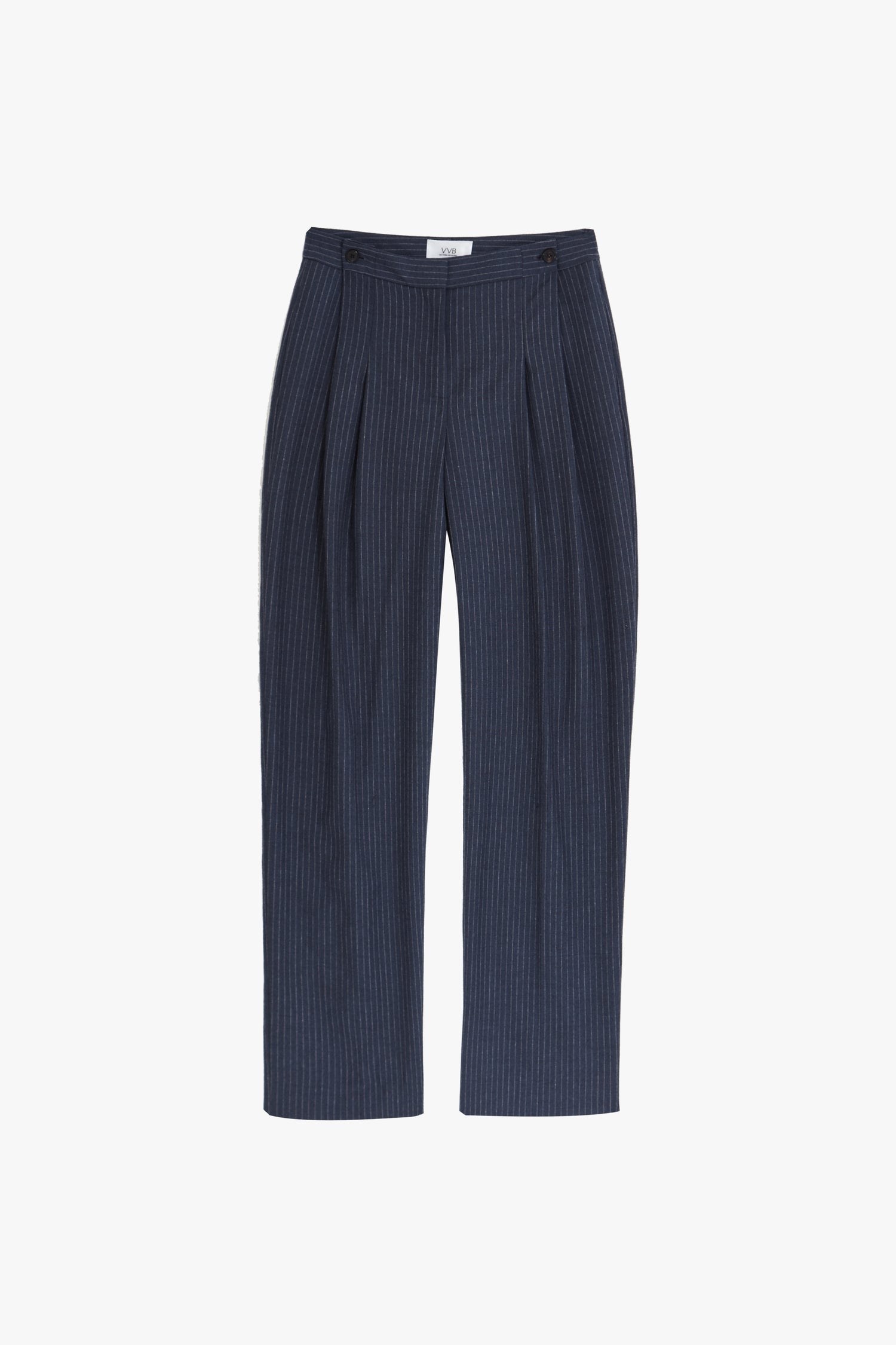 Button Pleat Trousers in Chalk Stripe