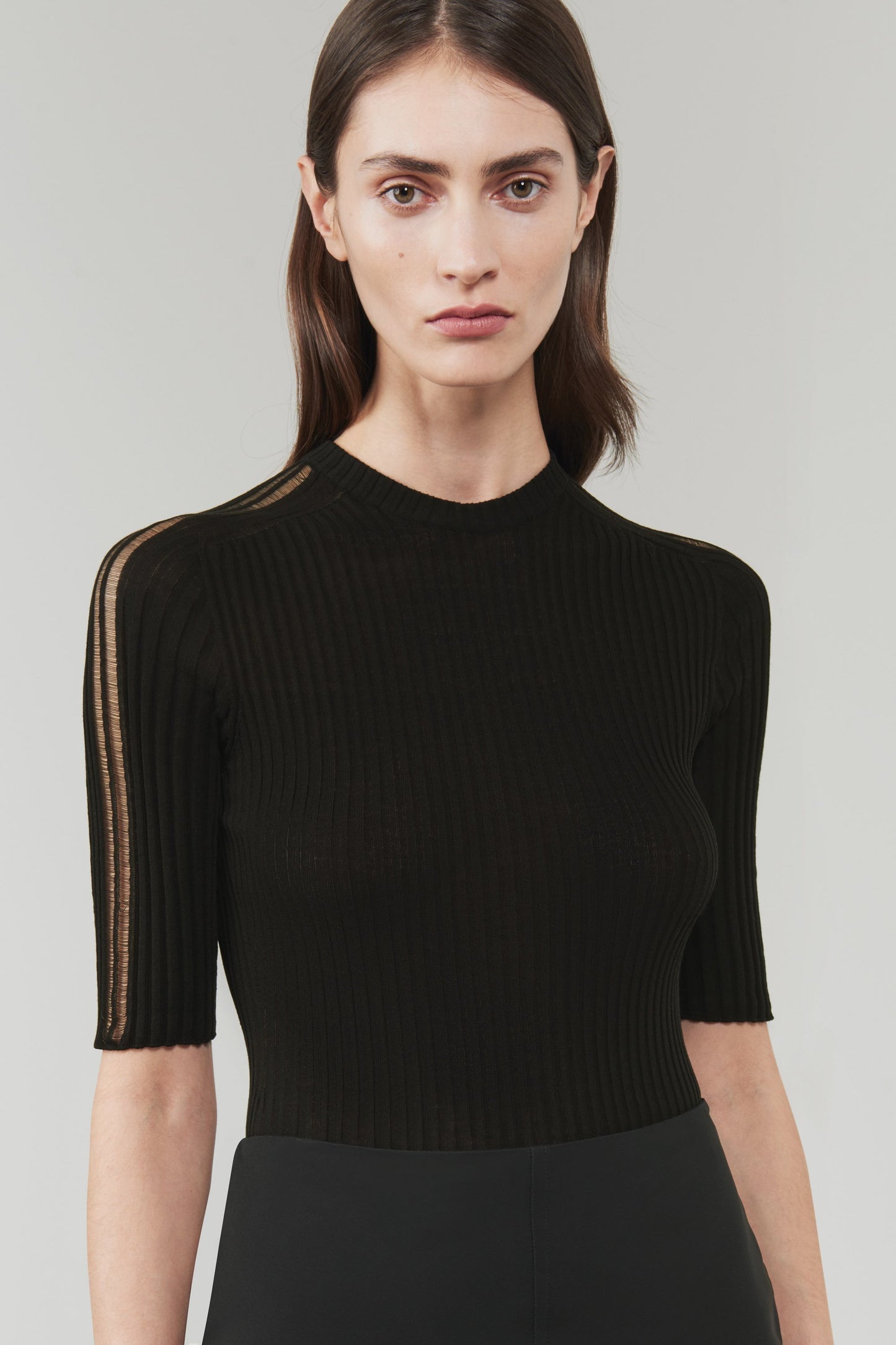 Ladder-Detail Short-Sleeve Top