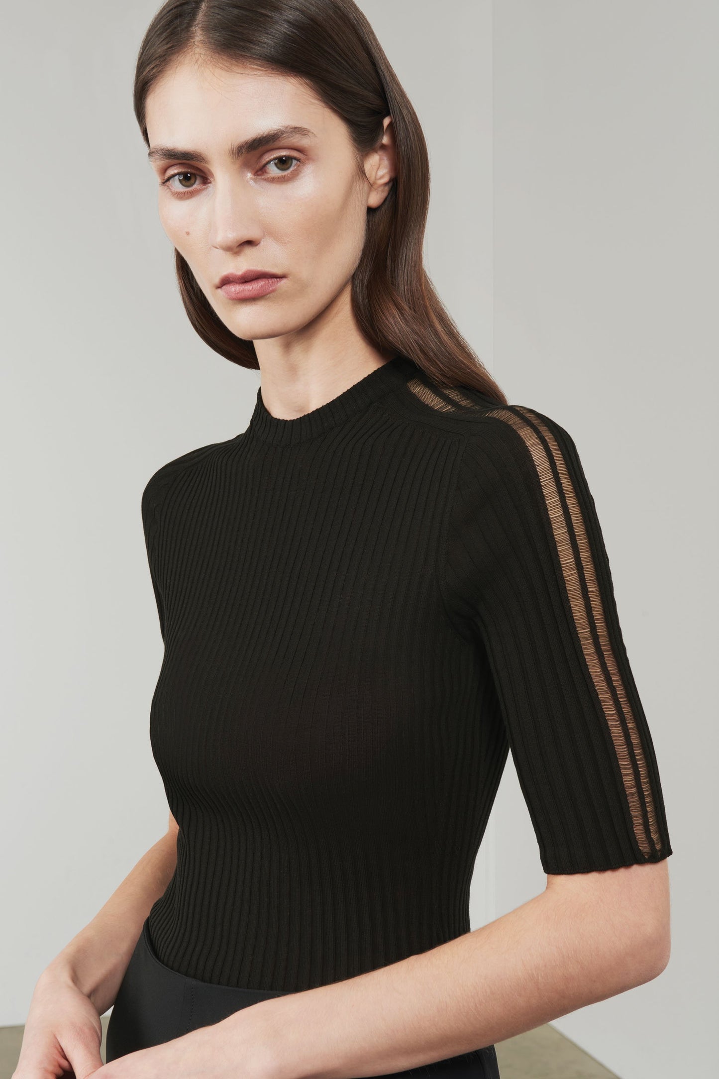 Ladder-Detail Short-Sleeve Top