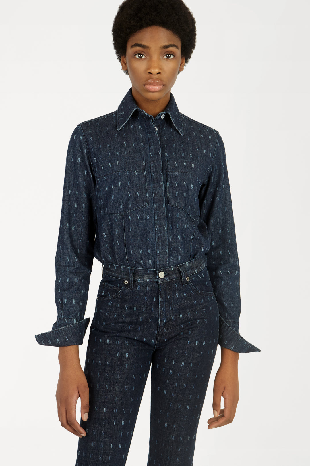Word Search Classic Shirt in Blue Denim