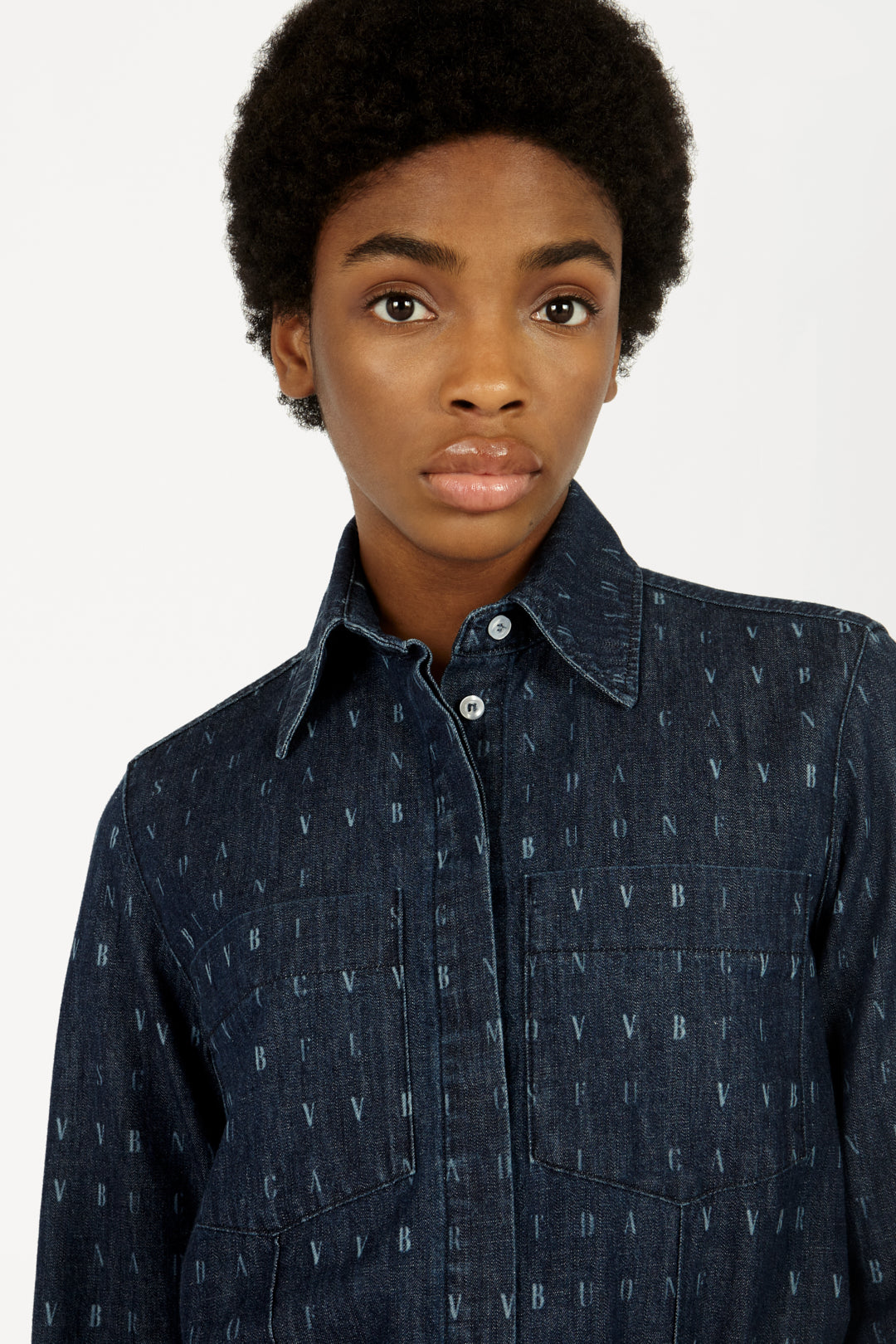 Word Search Classic Shirt in Blue Denim