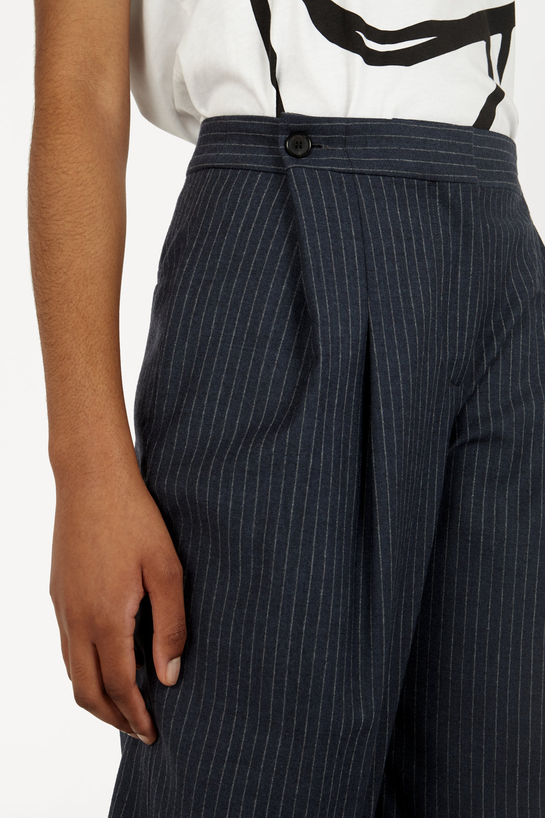 Button Pleat Trousers in Chalk Stripe