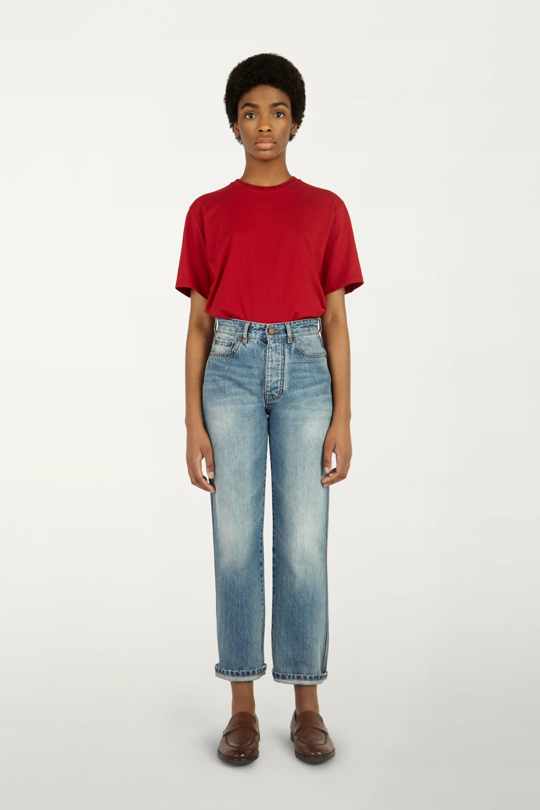 Logo Rib T-shirt in Cherry Red