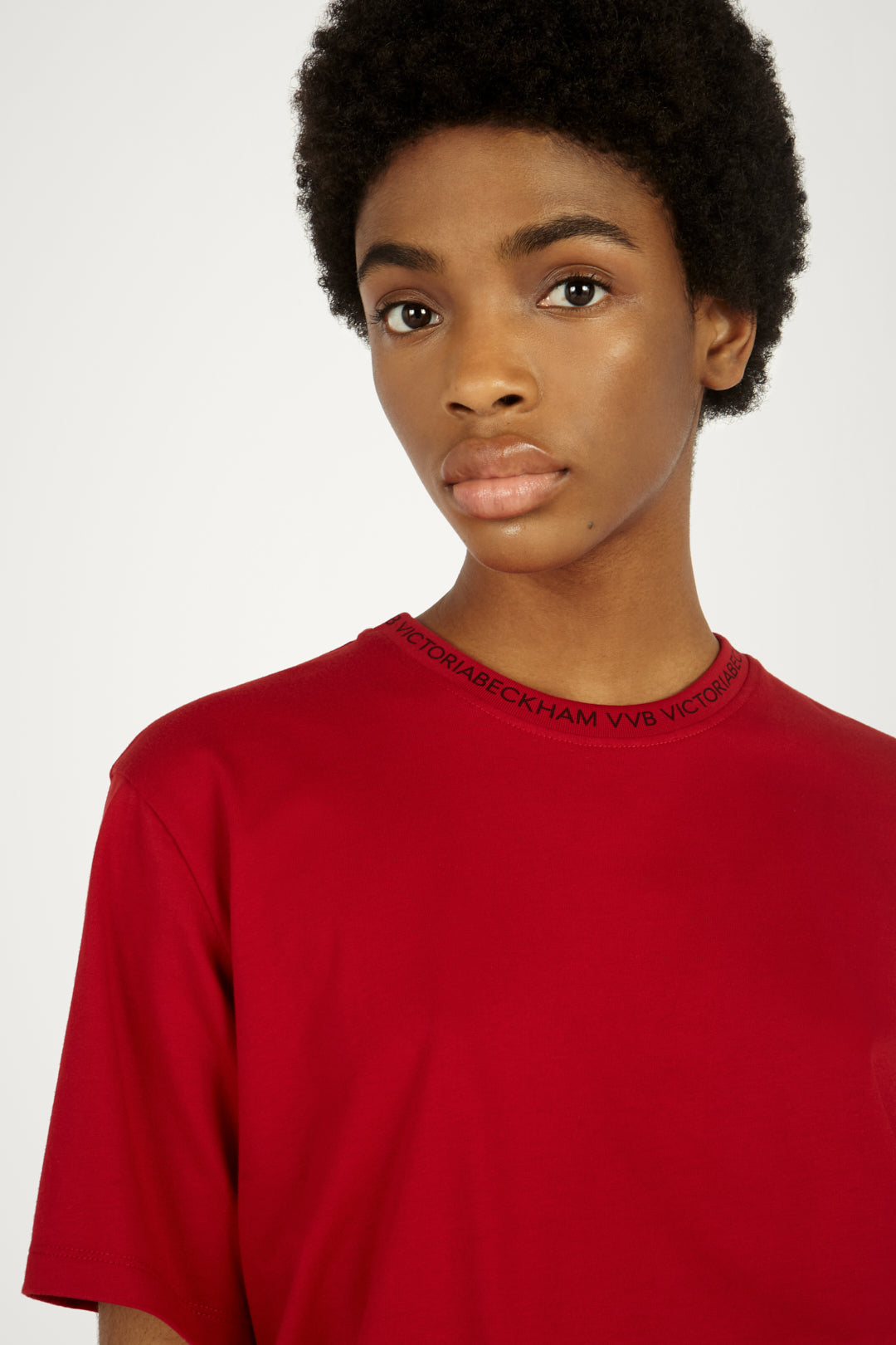 Logo Rib T-shirt in Cherry Red