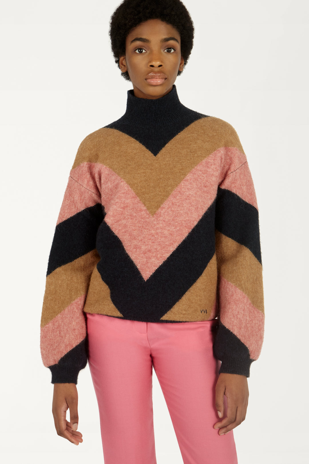 Oversized Mock-neck Jumper in Multicolour