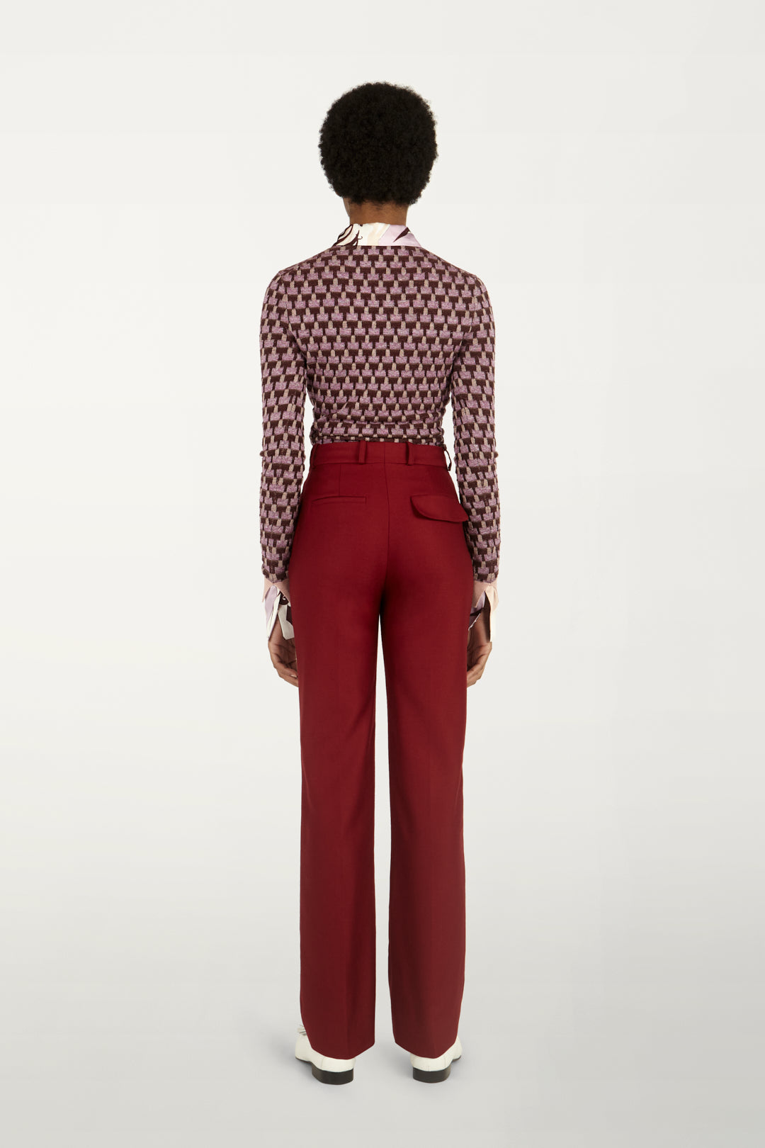 Slim-fit Crew Neck Jumper in Purple Check