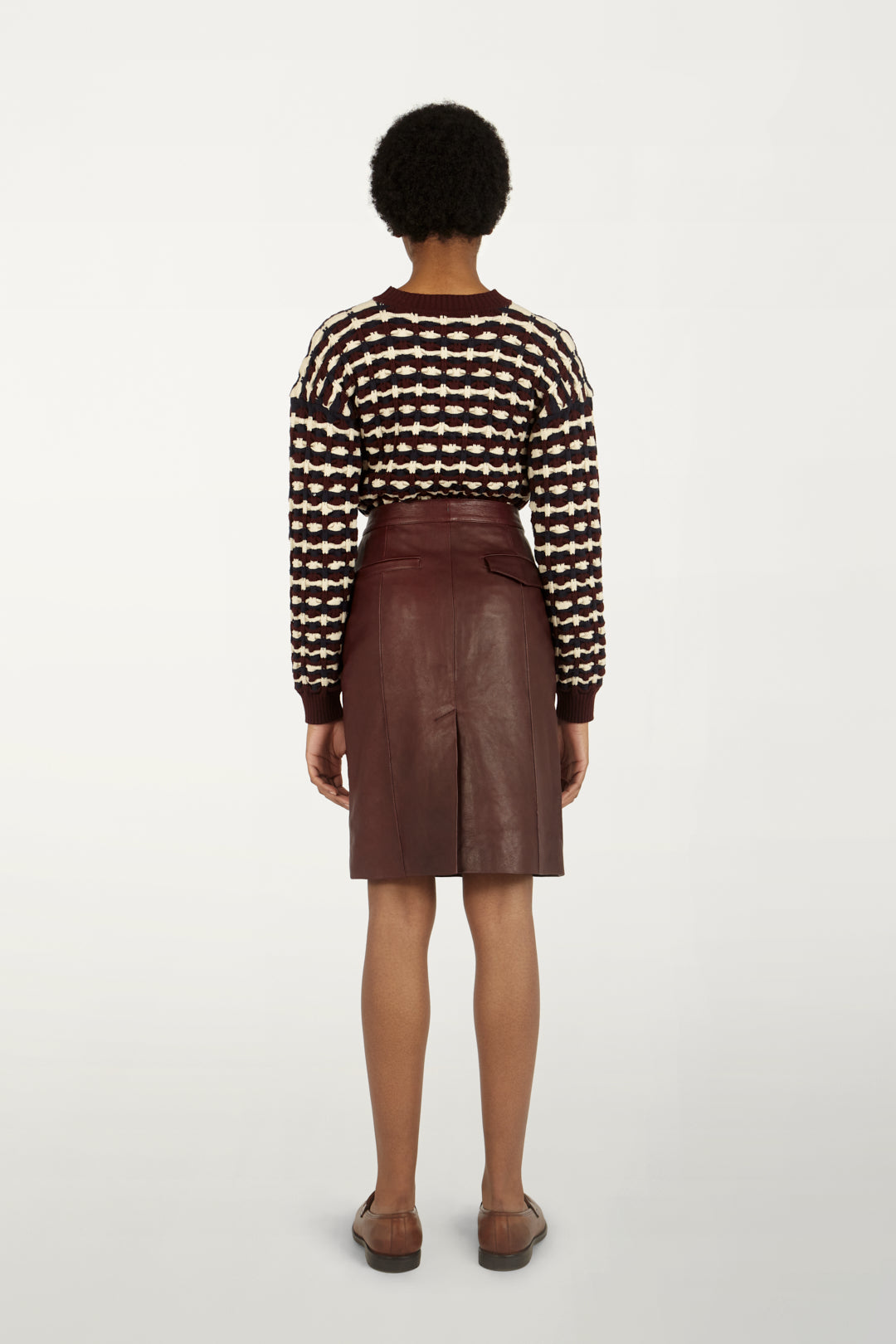 Panel-belted Skirt in Deep Maroon