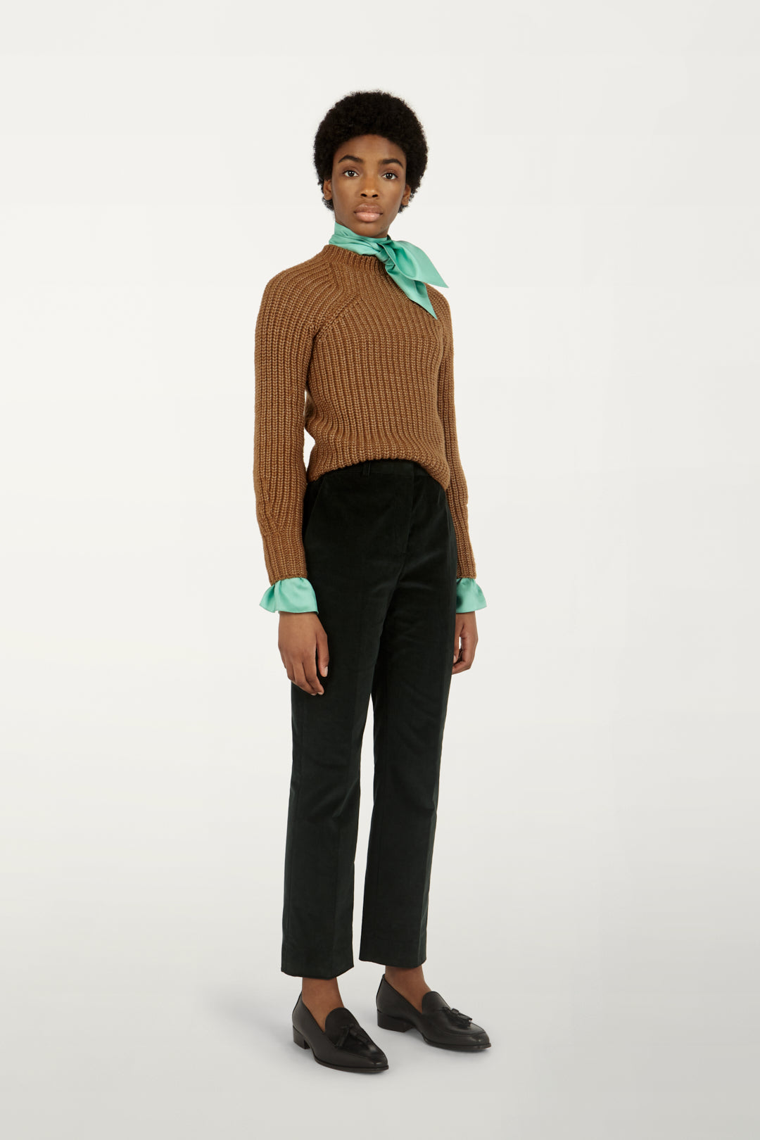 Bell-sleeve Jumper in Caramel Brown
