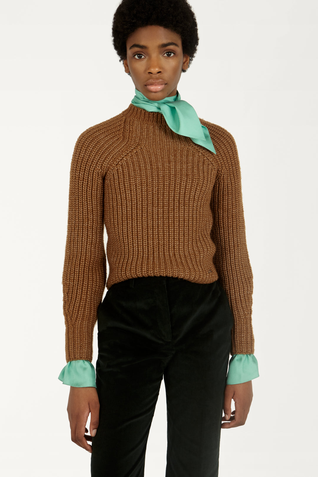 Bell-sleeve Jumper in Caramel Brown