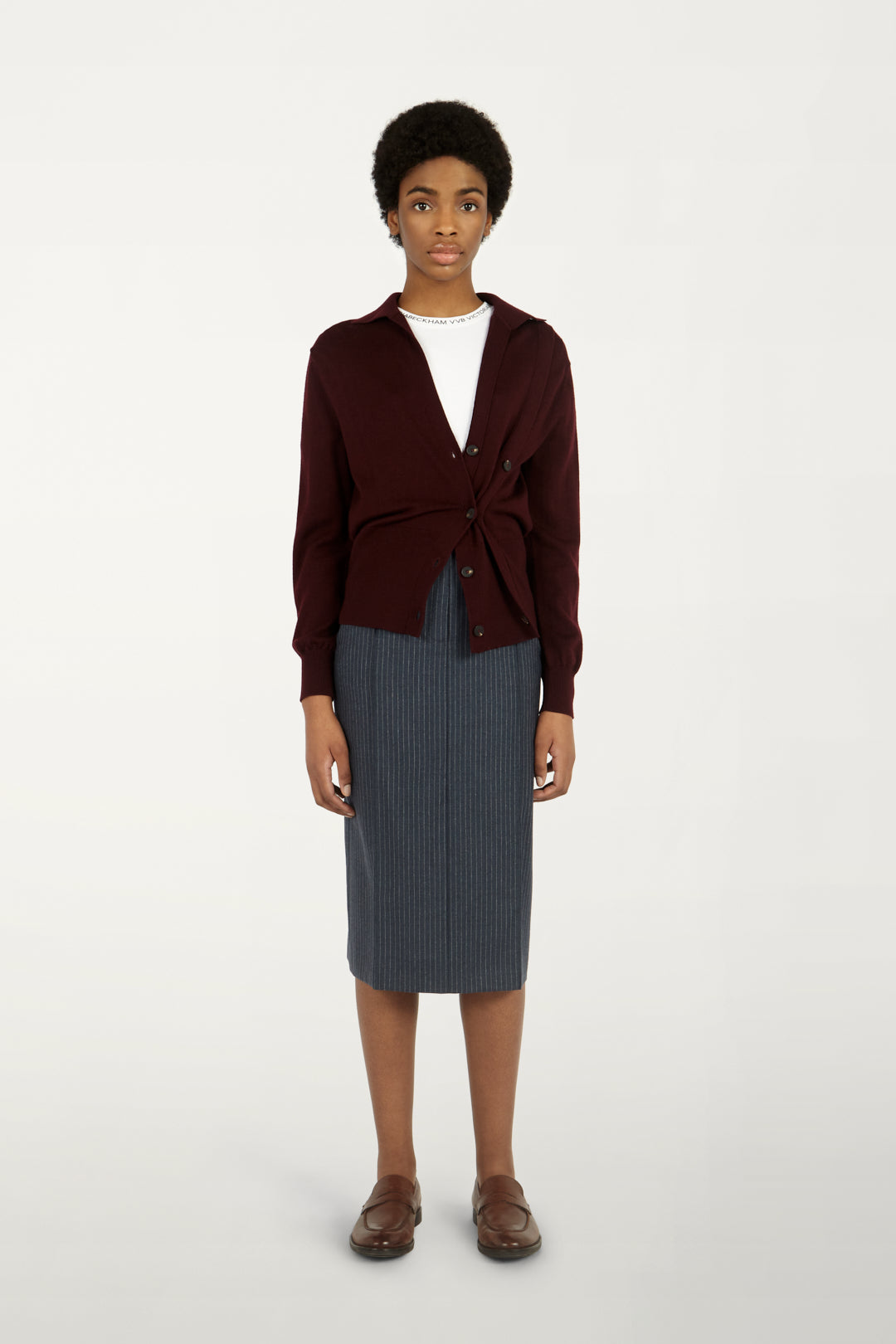 Double-button Cardigan in Burgundy