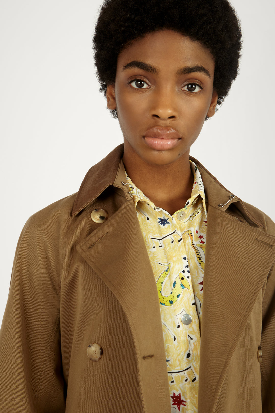 Tie-sleeve Trench Coat in Fawn Brown