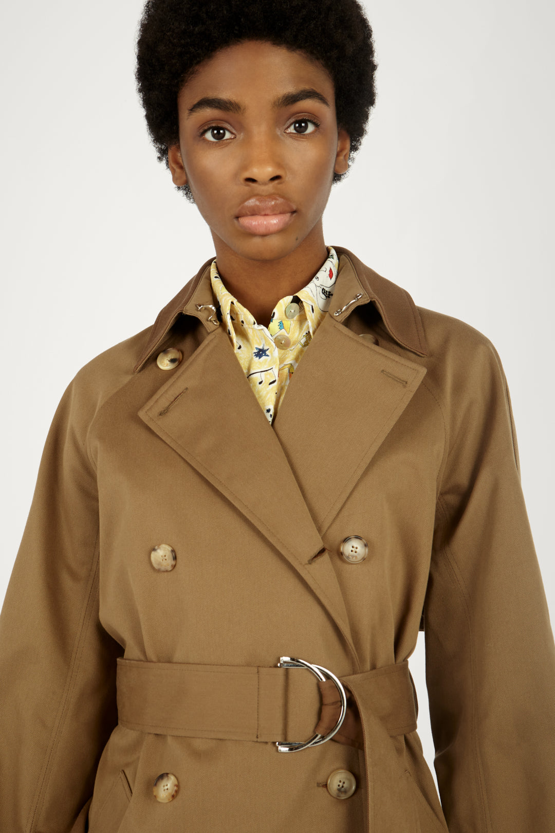 Tie-sleeve Trench Coat in Fawn Brown