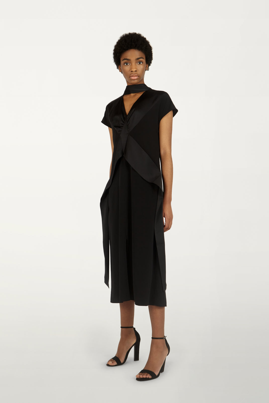 Diamond Drape Dress in Black