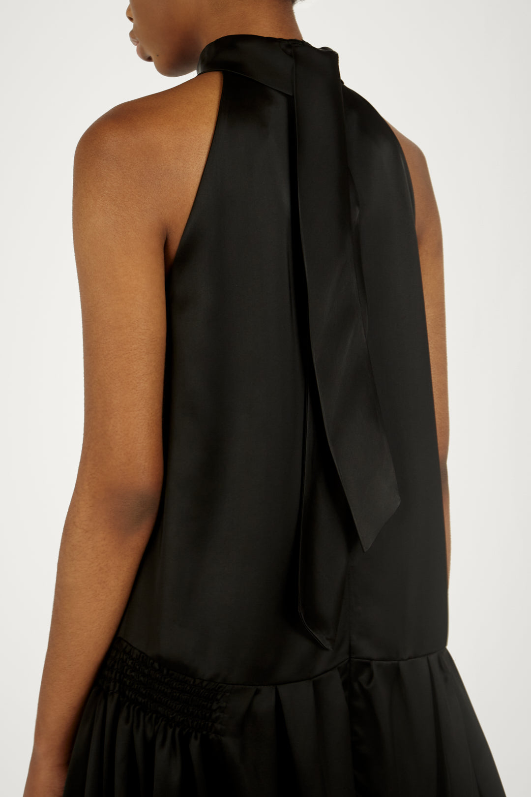Smocked Hip Dress in Black