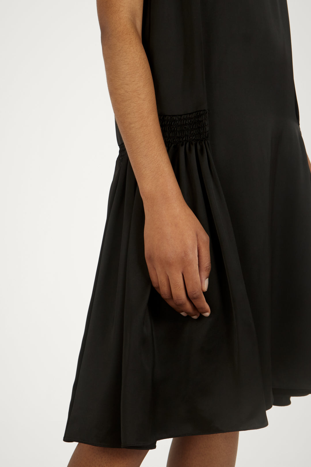 Smocked Hip Dress in Black