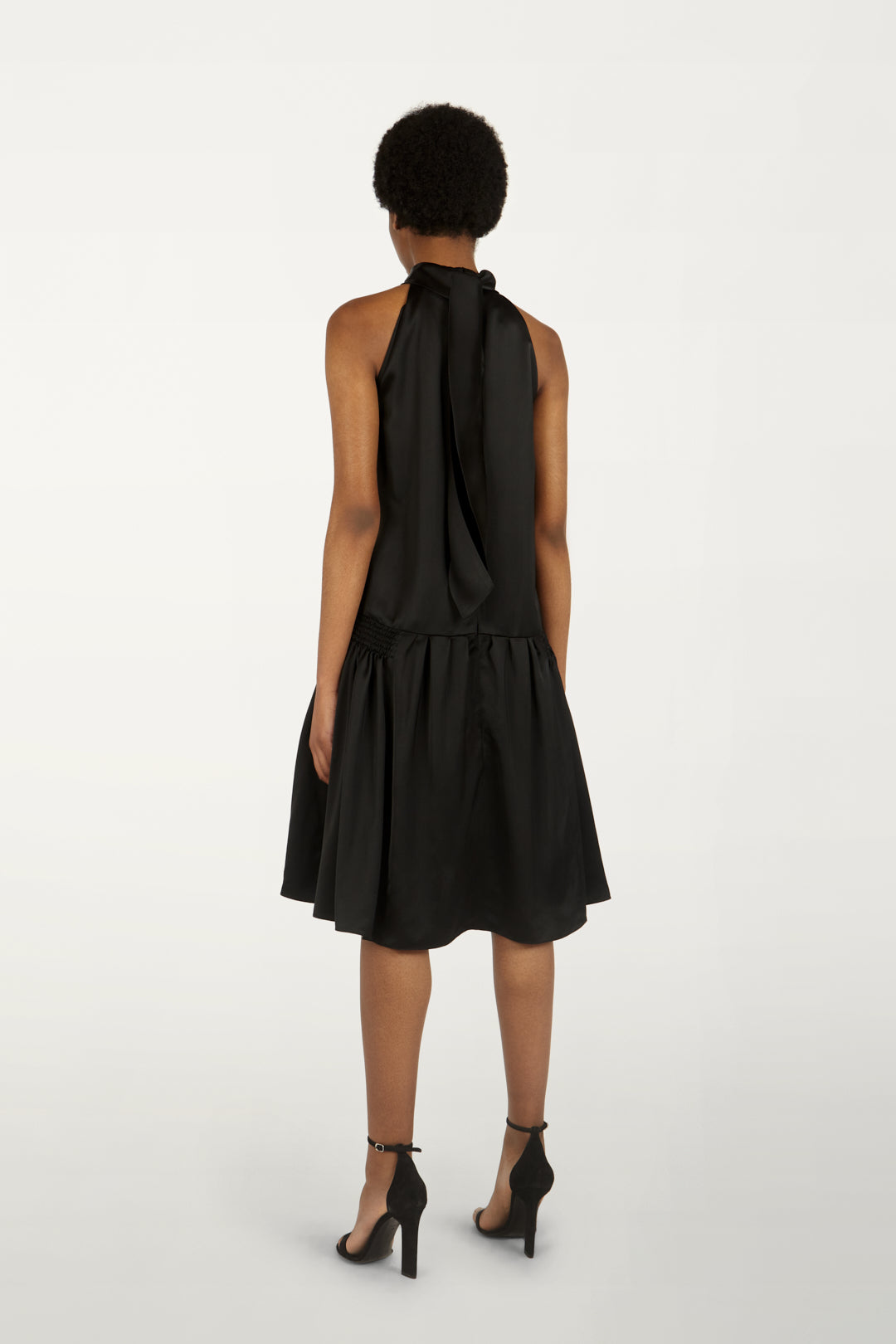 Smocked Hip Dress in Black