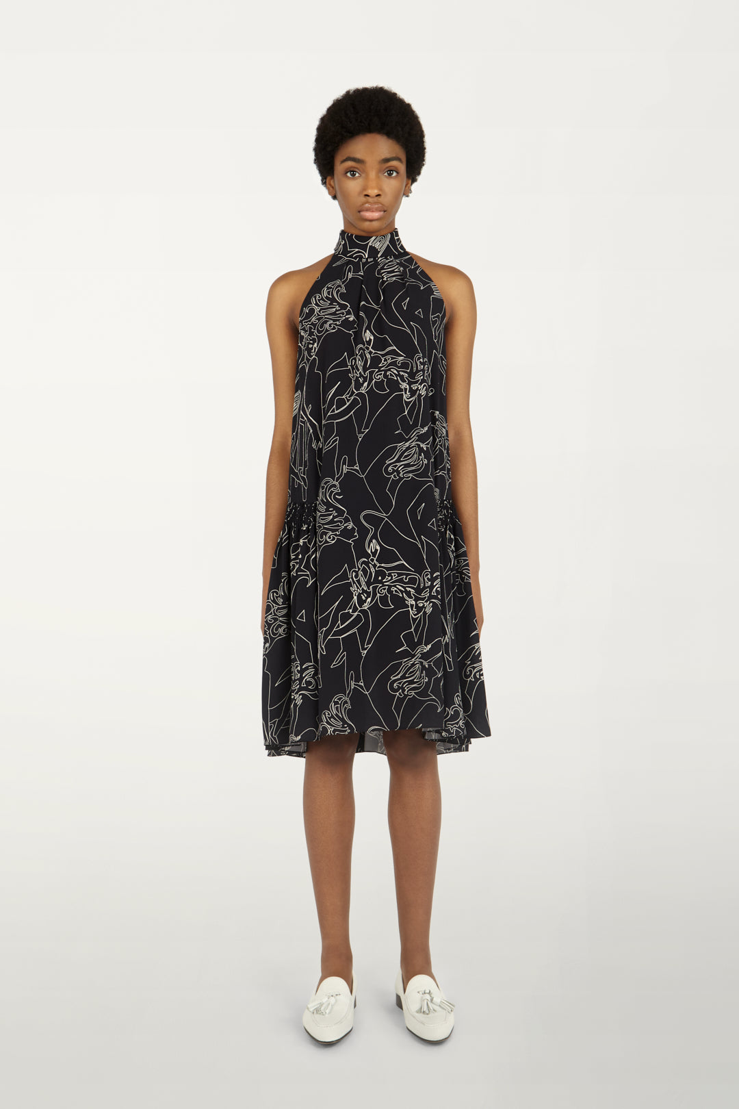 Smocked Hip Dress in Cabaret Print