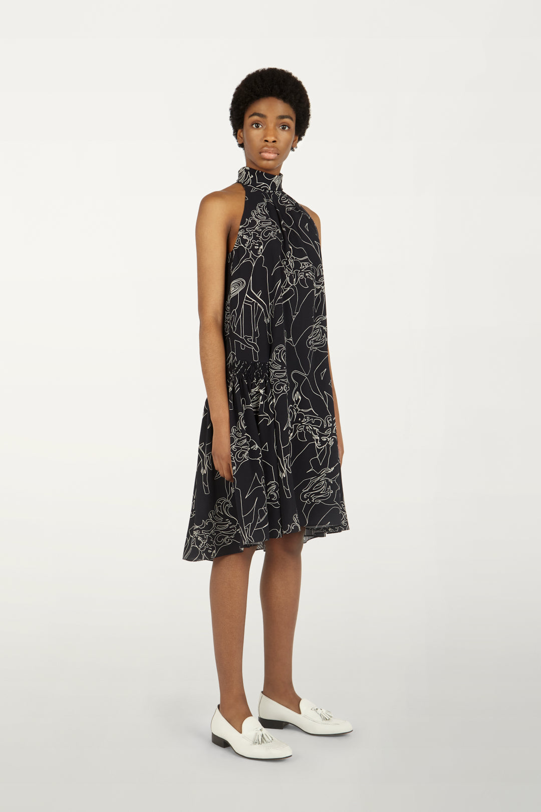 Smocked Hip Dress in Cabaret Print