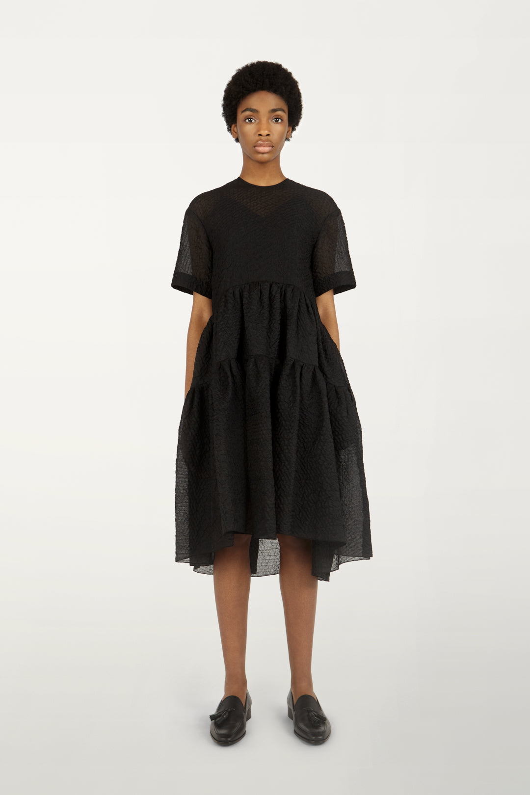 Exaggerated Cocoon Dress in Black