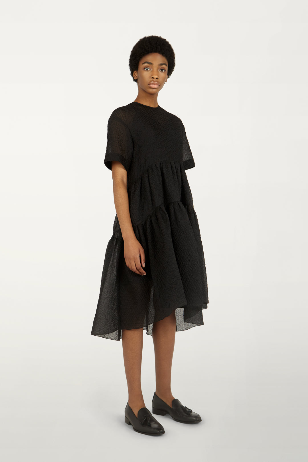 Exaggerated Cocoon Dress in Black